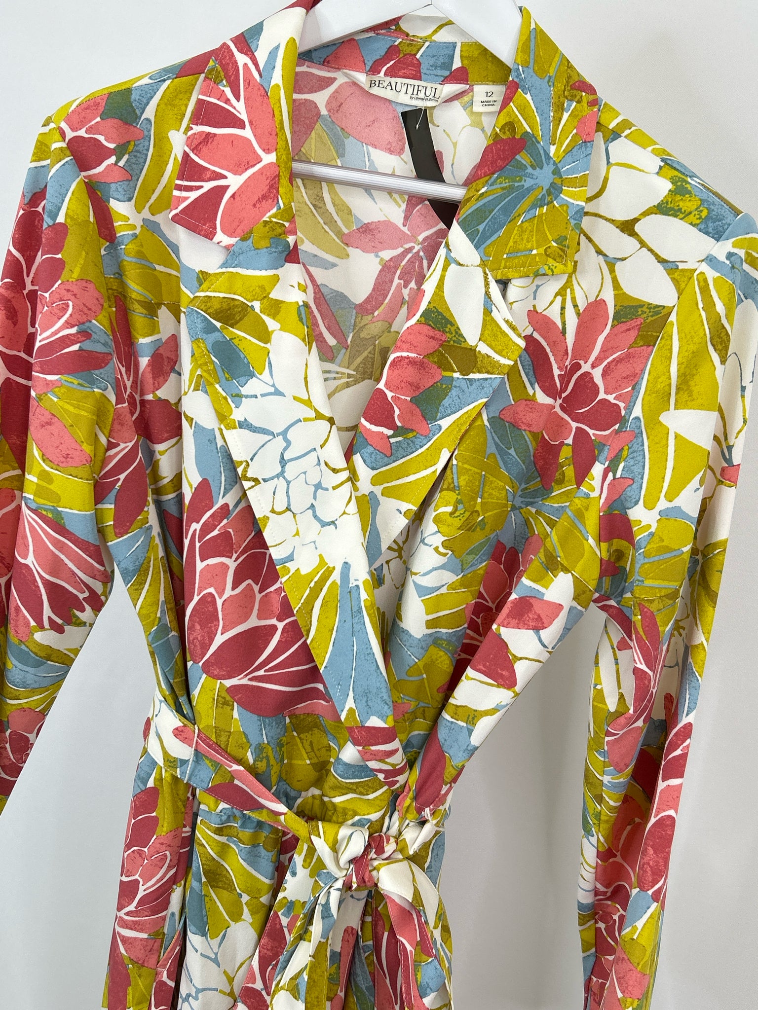 BEAUTIFUL by Lawrence Zarian Size 12 PINK & GREEN Women Jumpsuit
