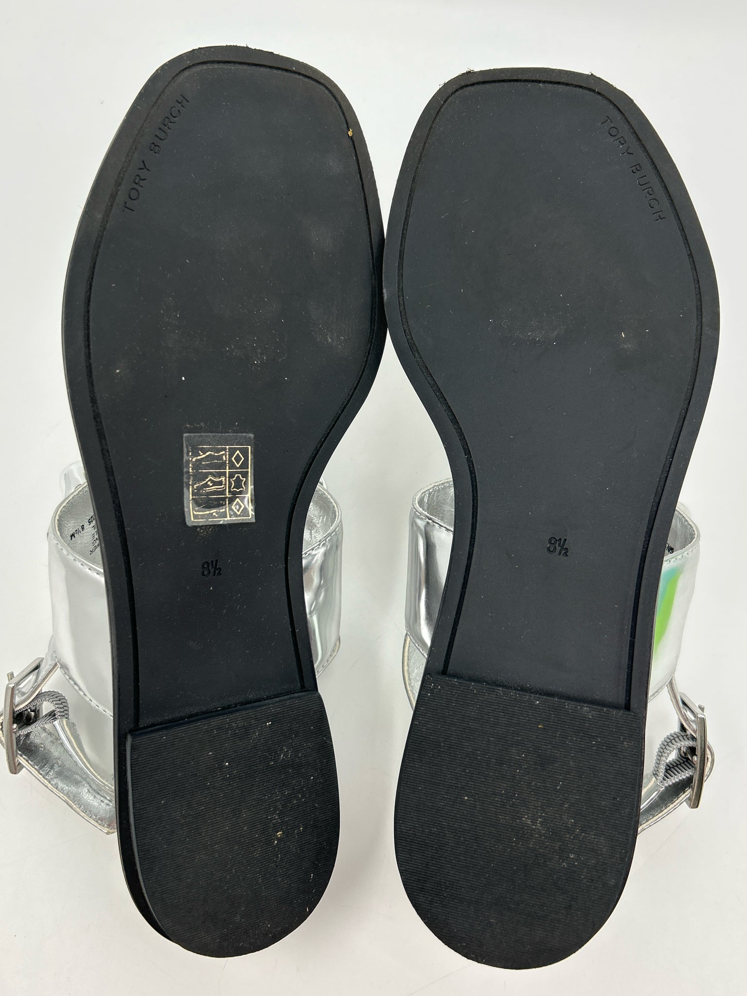 TORY BURCH Size 8.5M METALLIC SILVER Women Sandal