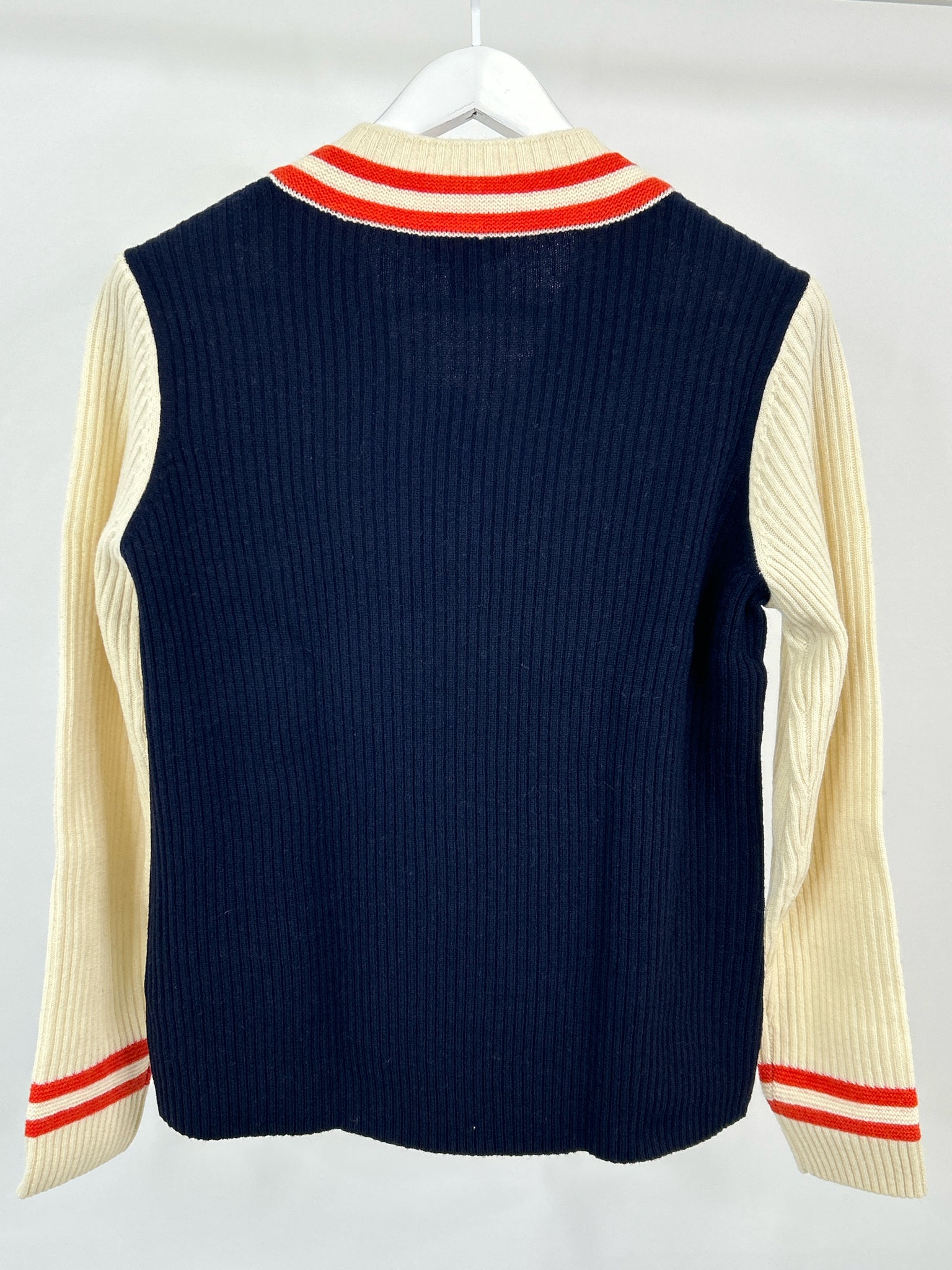 BROOKS BROTHERS Size L Cream and Navy Women Sweater NWT