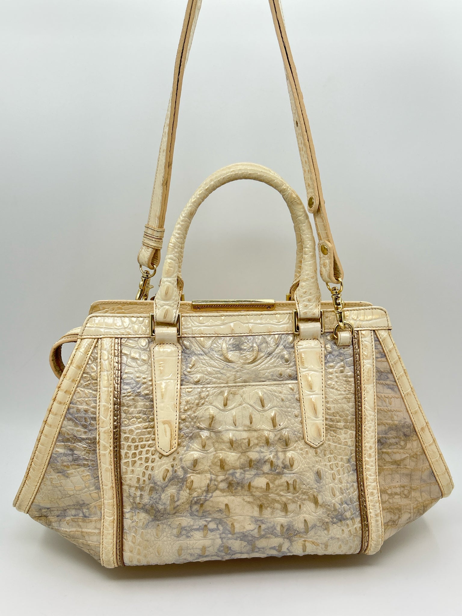 BRAHMIN Cream and Blue Women Purse