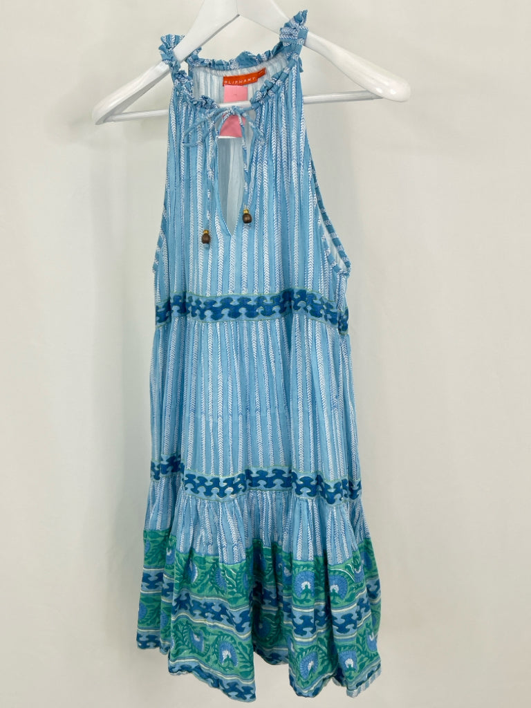 OLIPHANT Women Size XXL Blue Print Dress