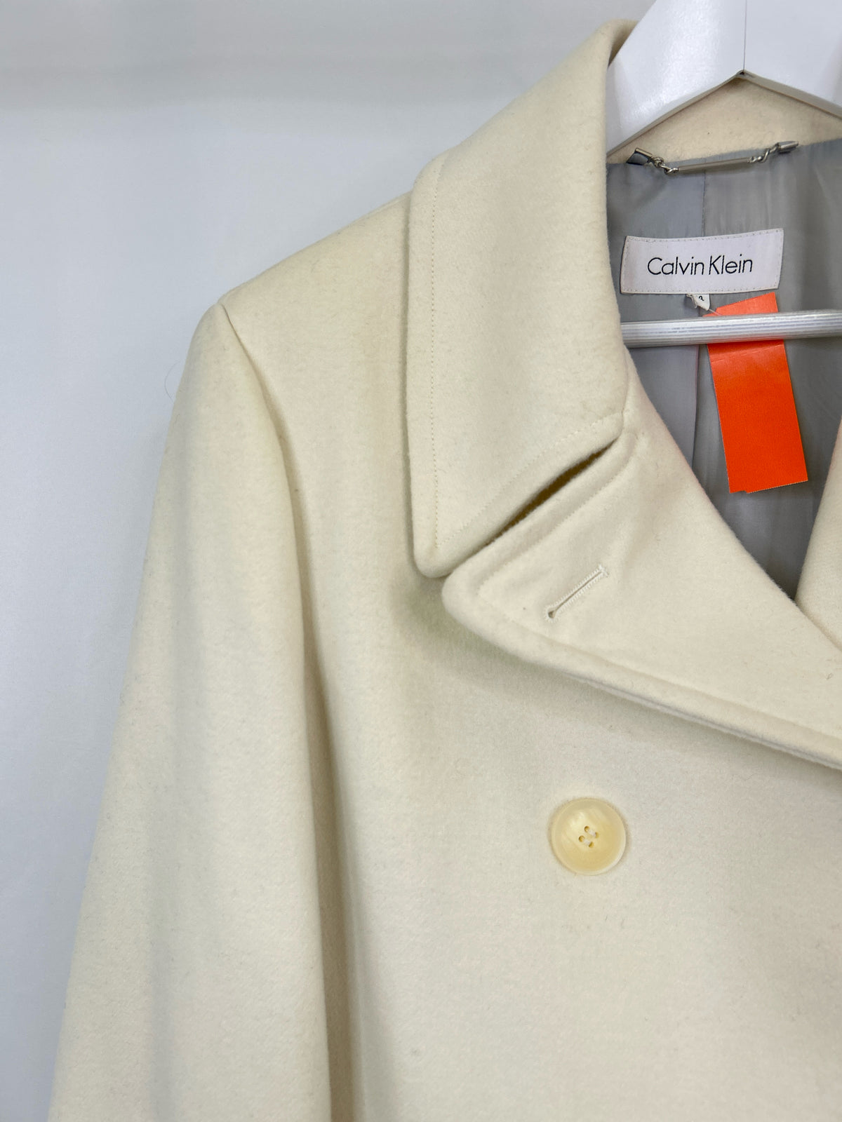CALVIN KLEIN Size 14 Ivory Women Coat