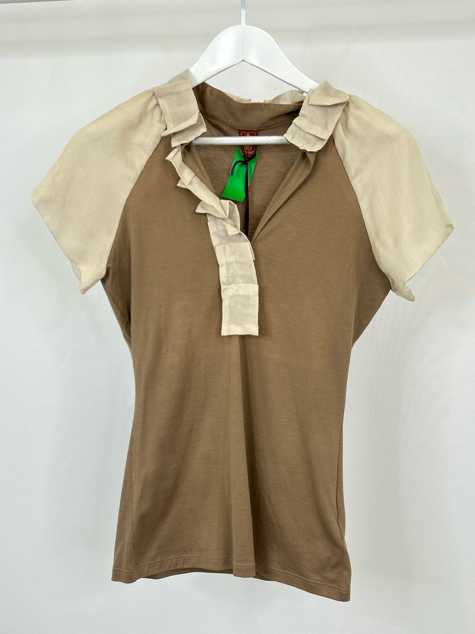 Dondup Size M Brown and Cream Women Top