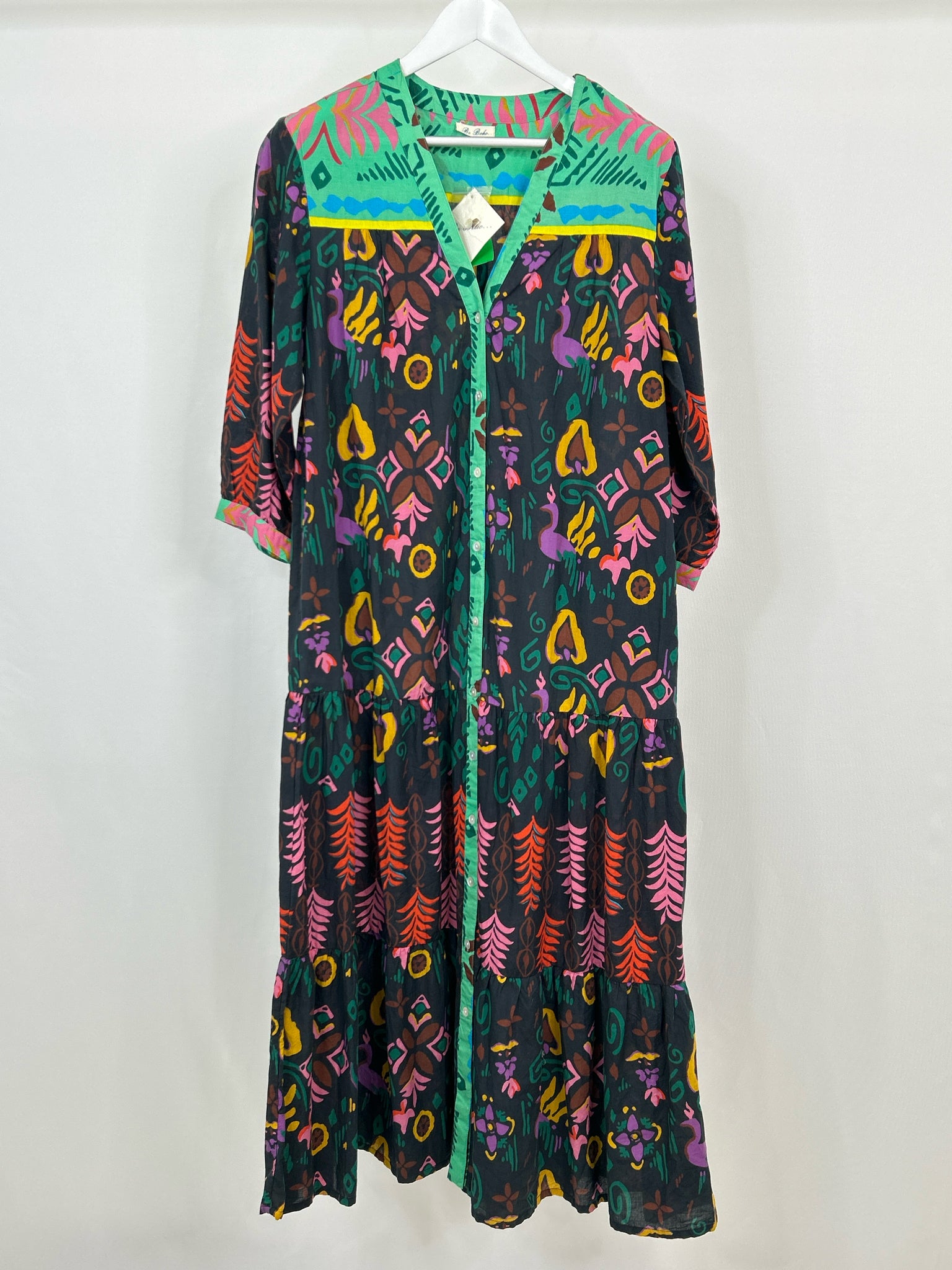 BE BOHO Size M Black Print Women Dress