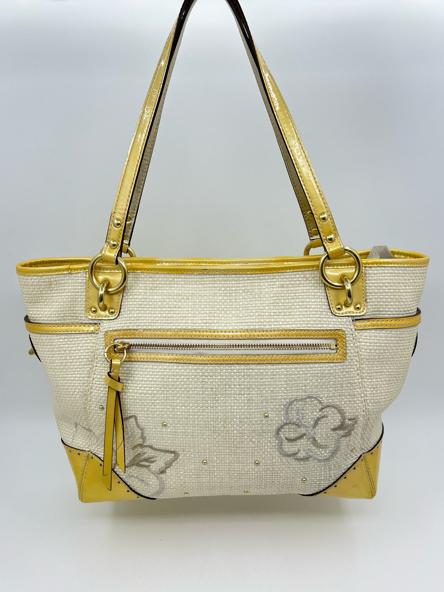 Coach CREAM AND YELLOW Women Tote