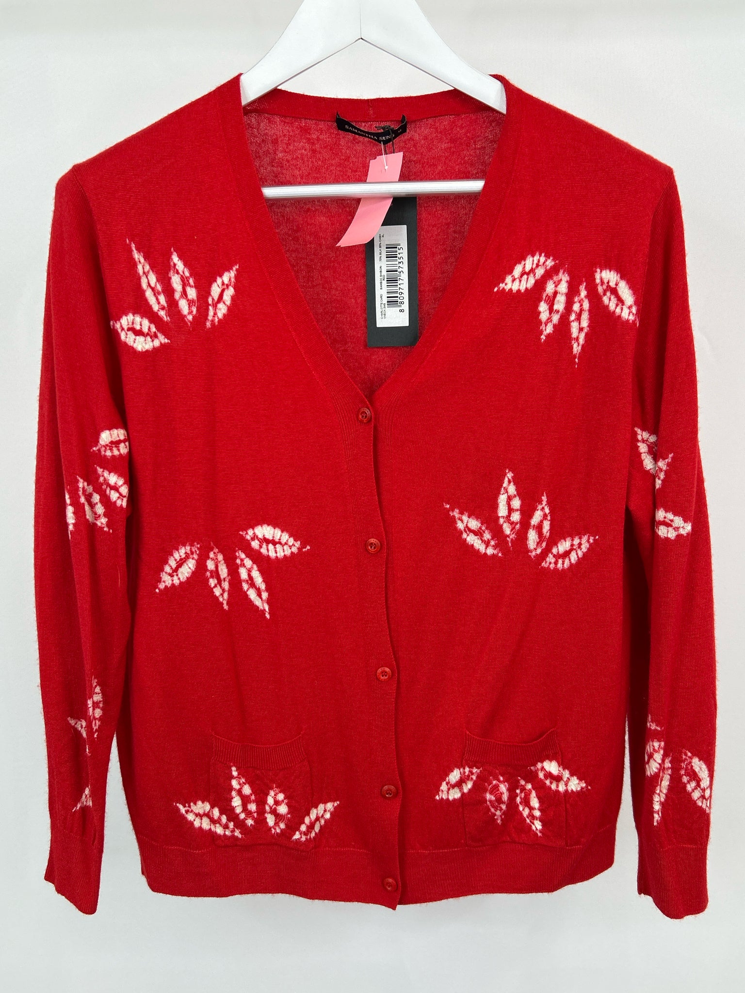 SAMANTHA SUNG NWT Size XL Red Print Women Cardigan