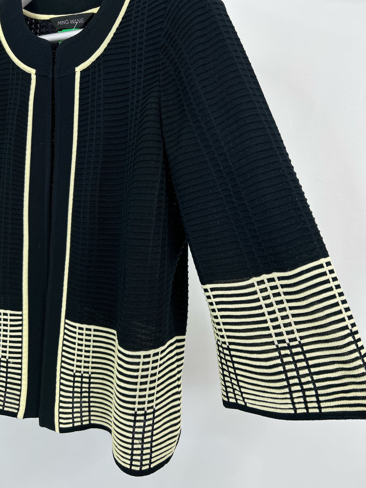 MING WANG Size M black and cream Women Cardigan