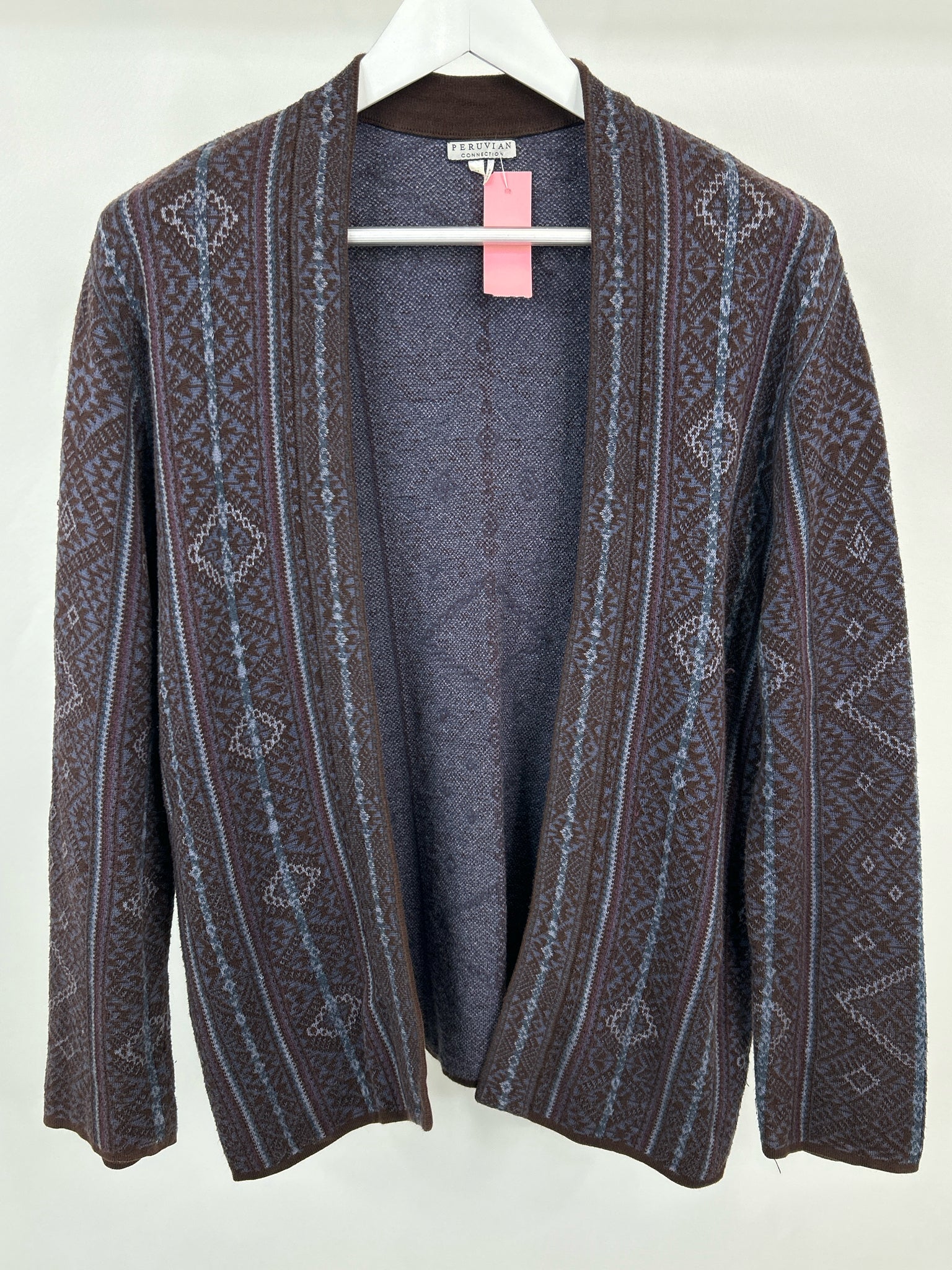 PERUVIAN COLLECTION Size M Plum Print Women Cardigan