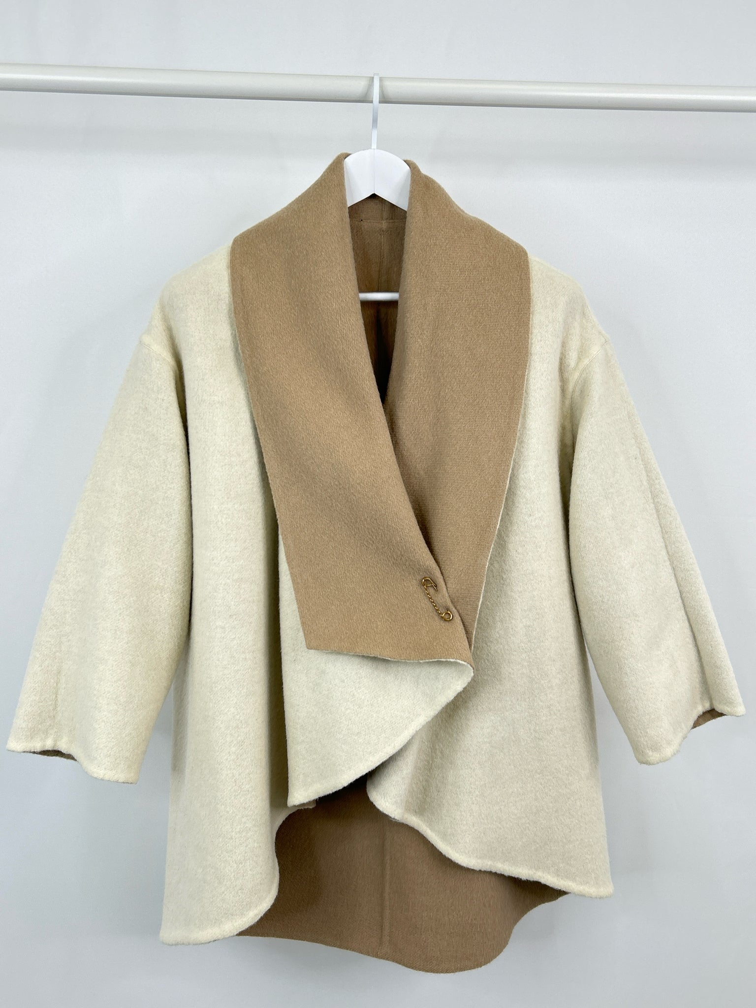 EILEEN FISHER Size M/L Ivory & Beige Women Cardigan