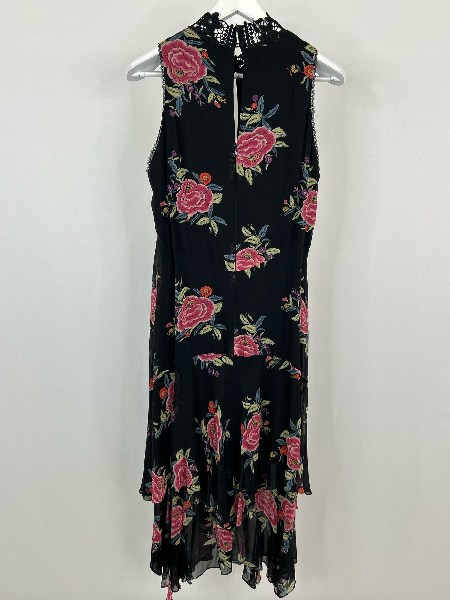 NANETTE LEPORE Size 12 Black Floral Women Dress