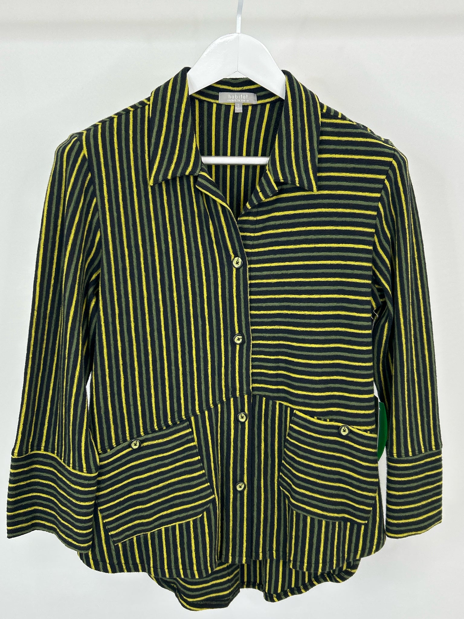HABITAT Size S Green Striped Women Shirt