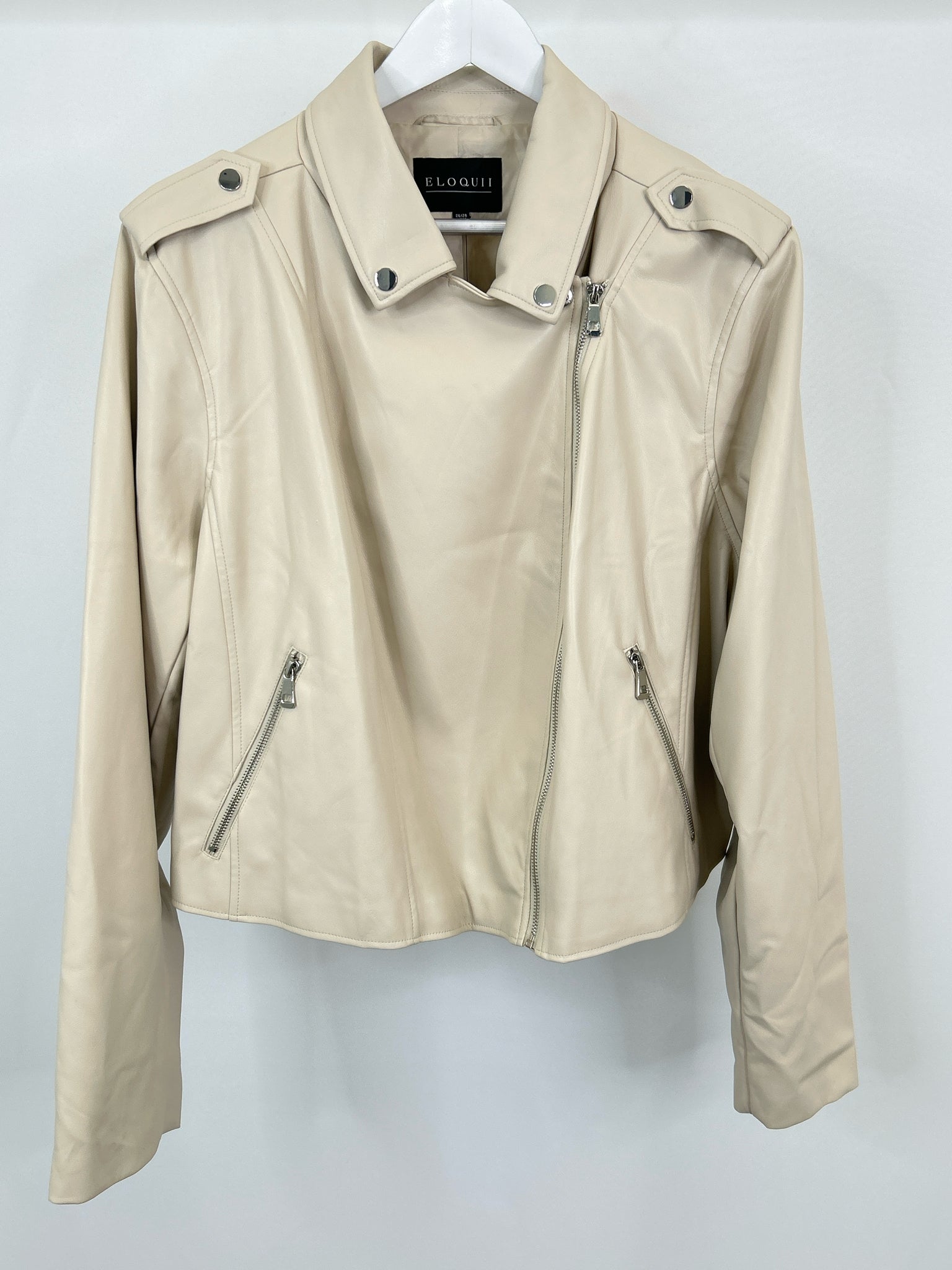 ELOQUII Size 26/28 Putty Women Faux Leather Jacket NWT