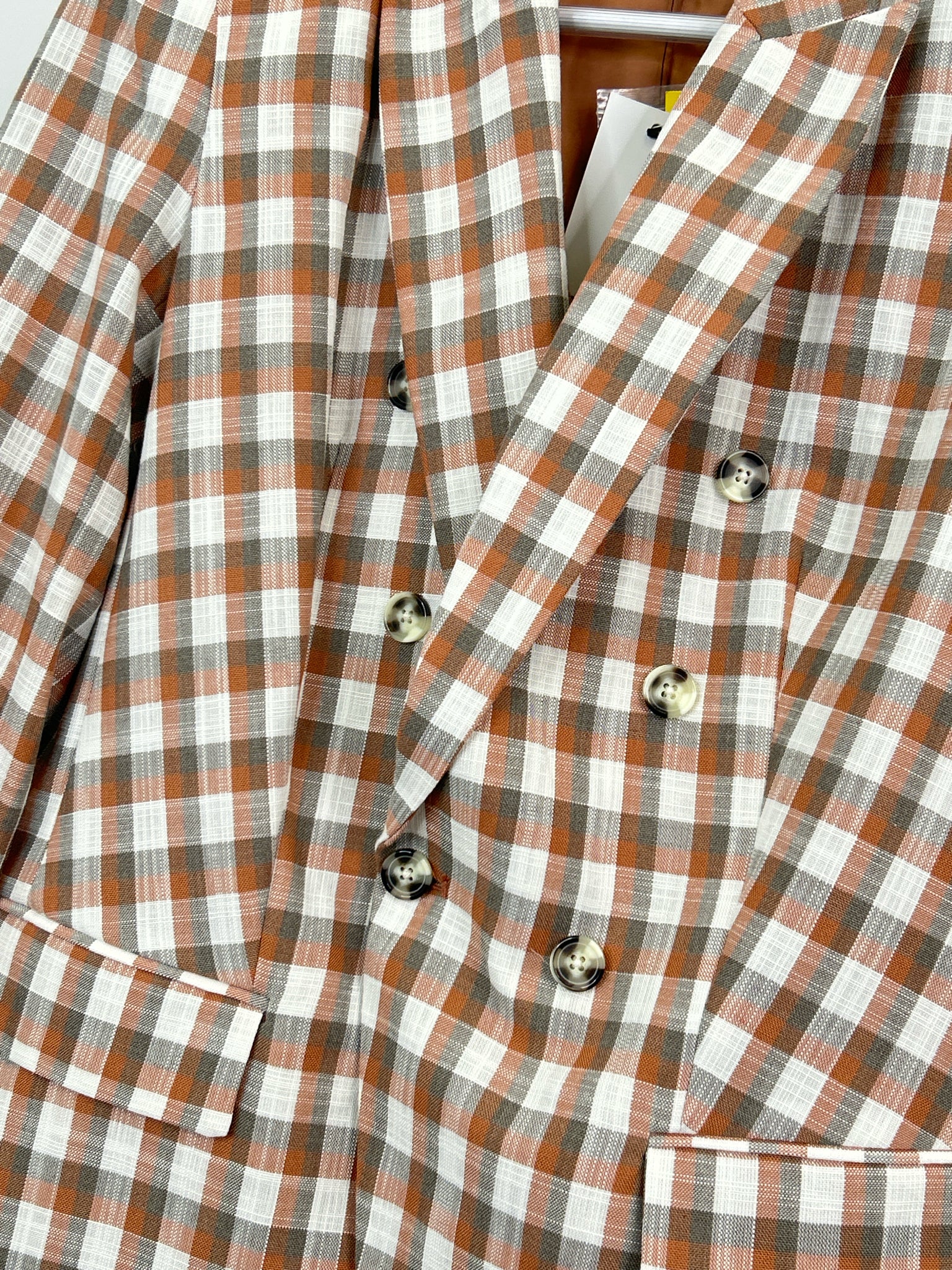 NINE WEST Size M Orange plaid Women Blazer