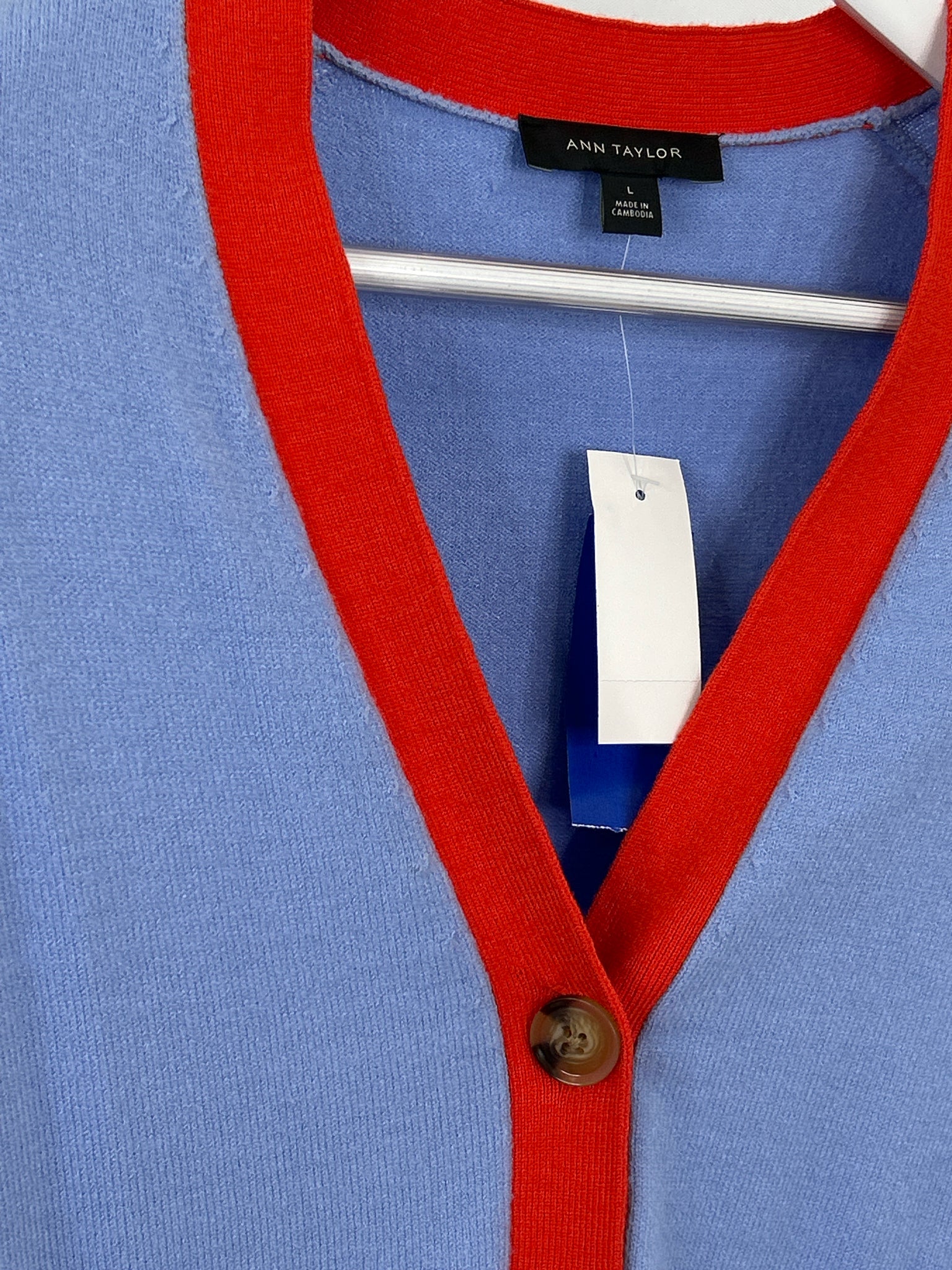 ANN TAYLOR Size L BLUE AND RED Women Cardigan