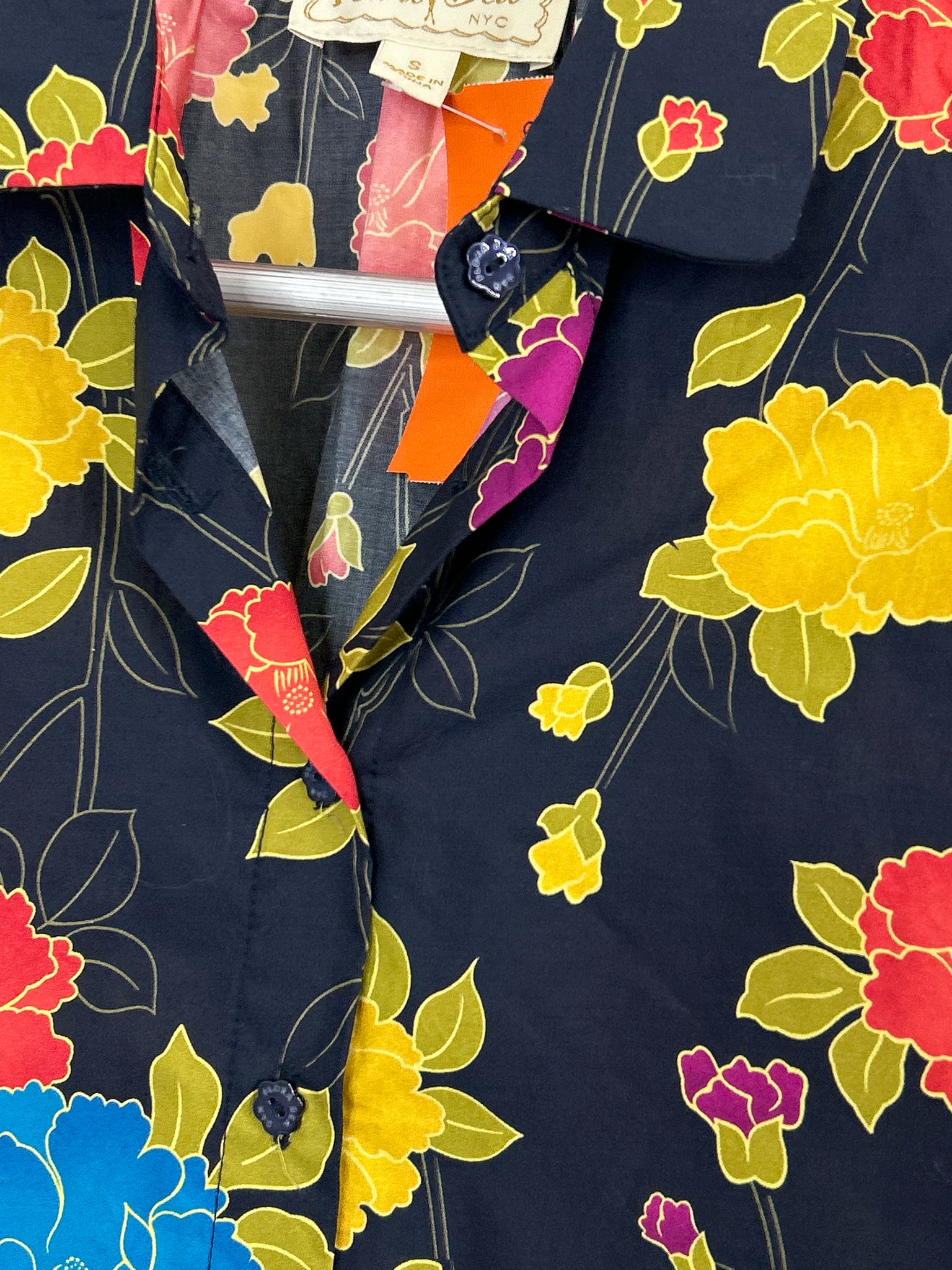 Flora Bea Size S Blue Print Women Shirt