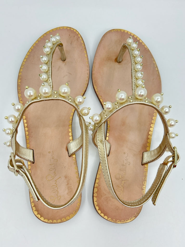 LILLY PULITZER Size 7M gold metallic Women's Sandal
