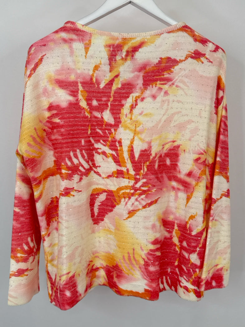 MADELEINE Size 14/16 Coral Print Women Sweater