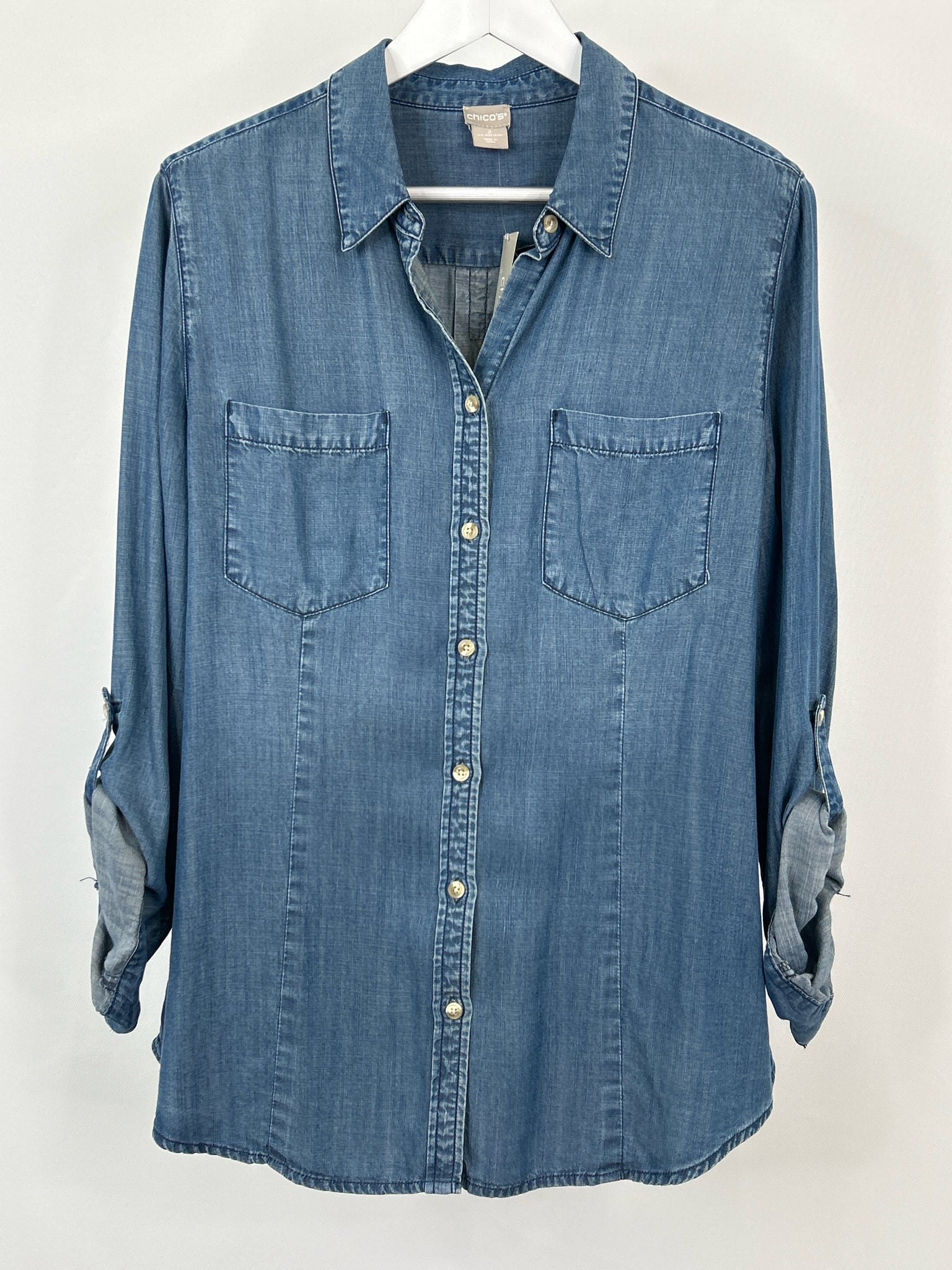 CHICO'S Size 12/14 indigo Women Shirt