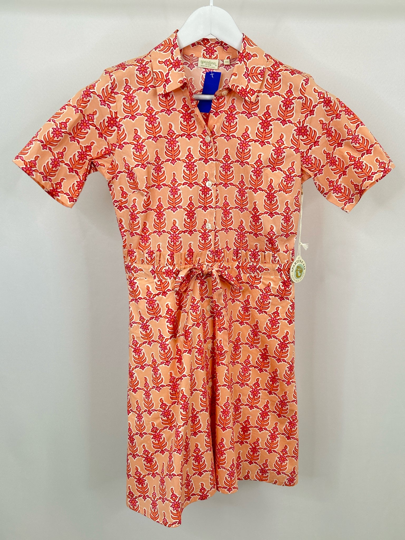 SPARTINA 449 Size XS Peach Print Women Dress NWT
