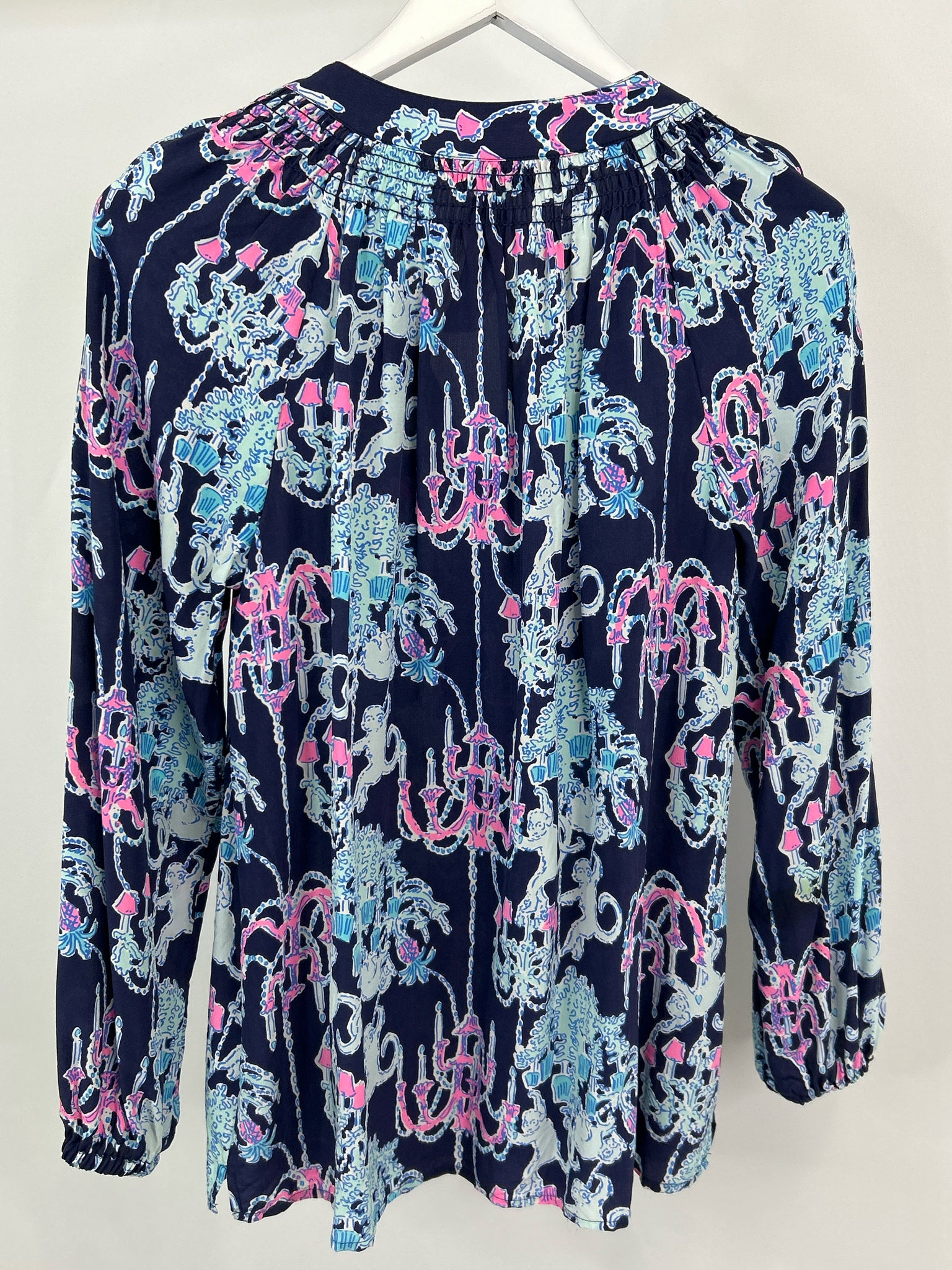 LILLY PULITZER Size M Navy Print Women Top