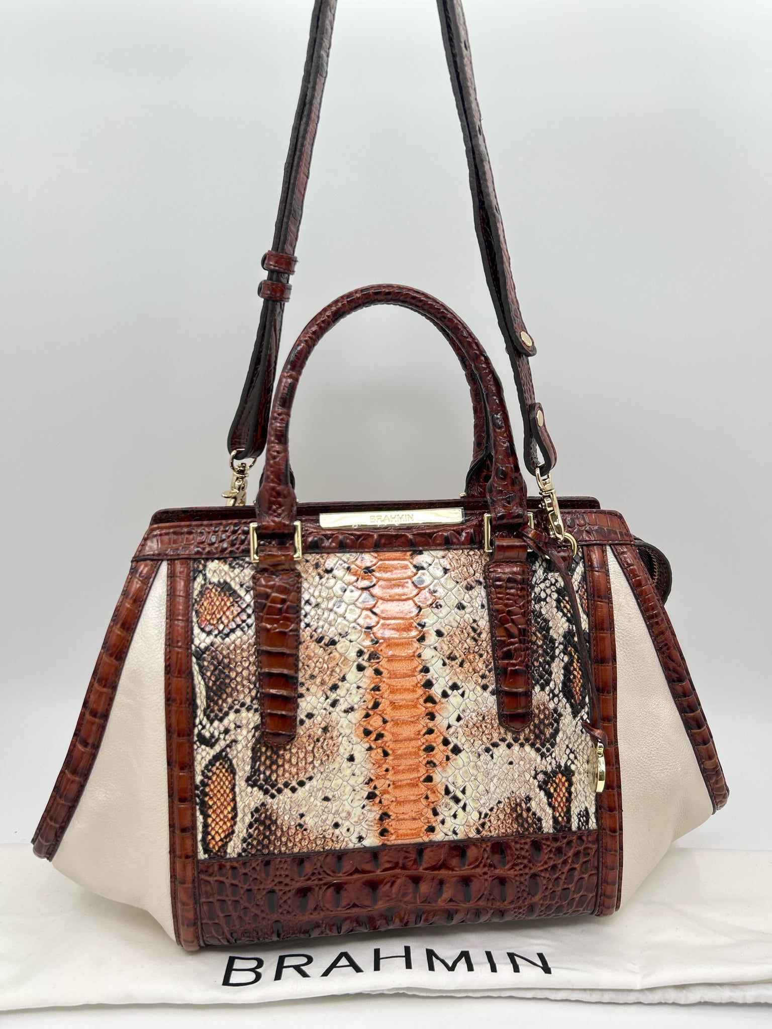 BRAHMIN IVORY AND BROWN Women Purse