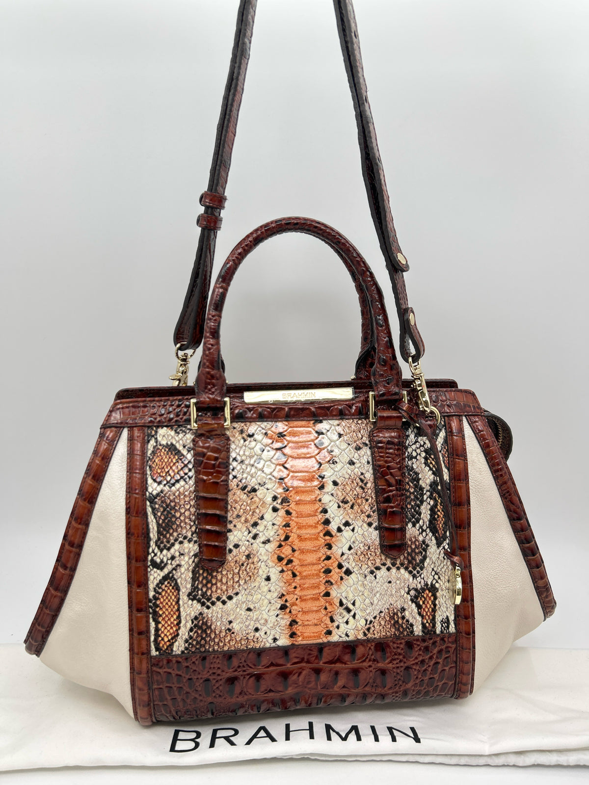 BRAHMIN IVORY AND BROWN Women Purse