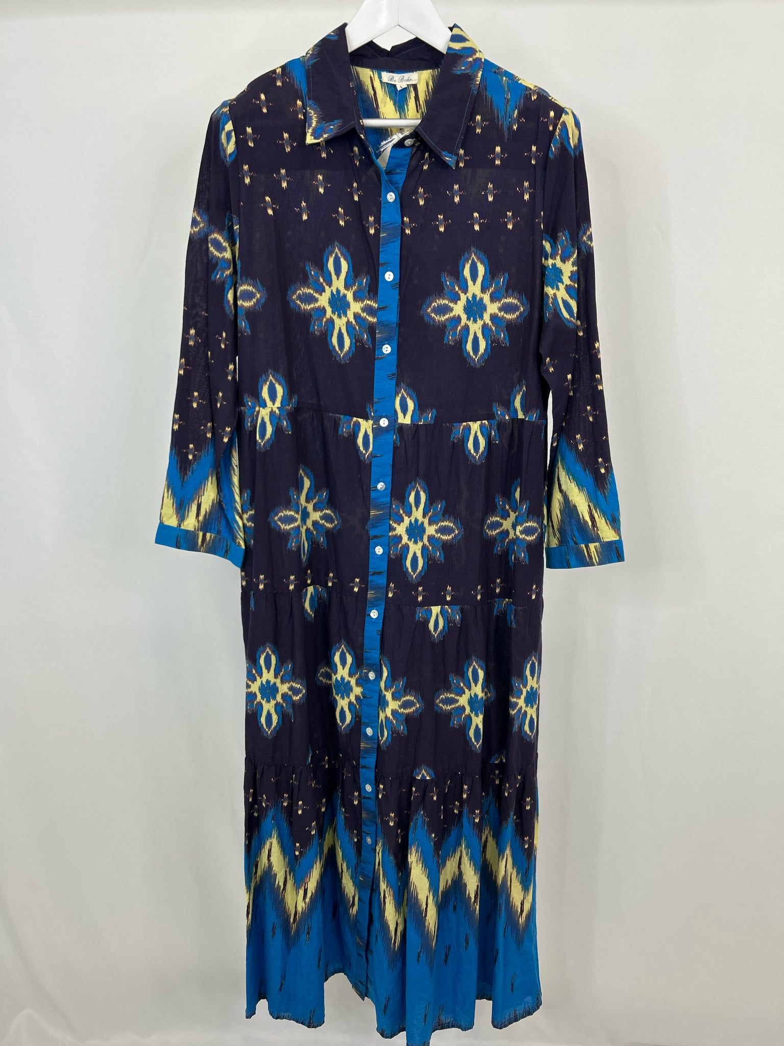 BE BOHO Size L Navy Print Women Dress NWT