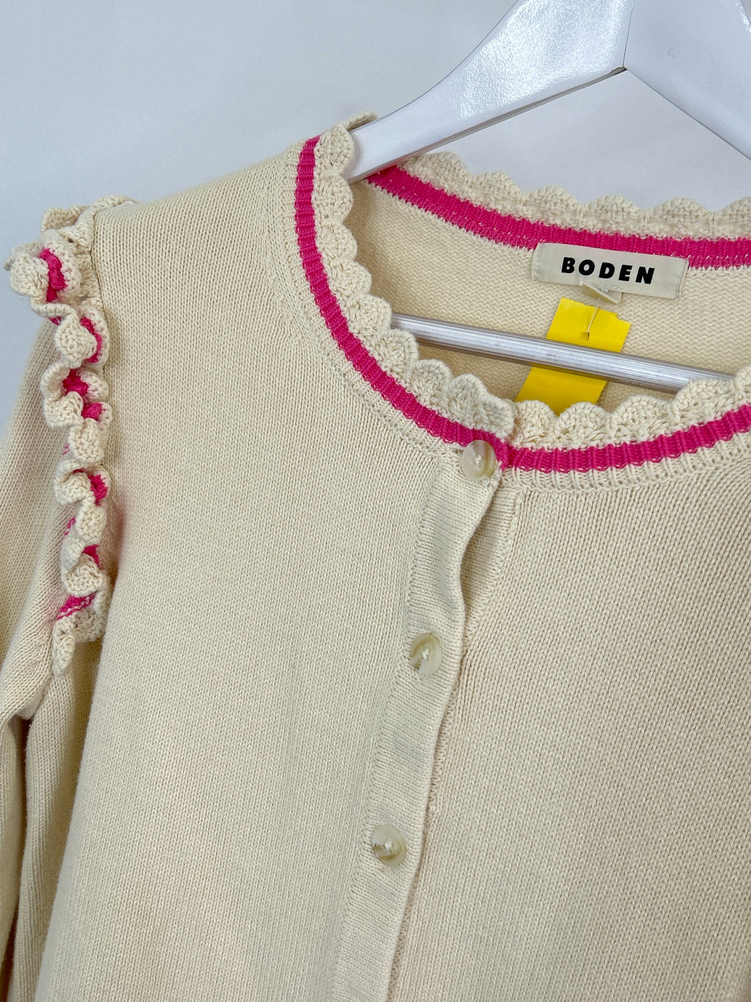 BODEN Size L Cream Print Women Cardigan