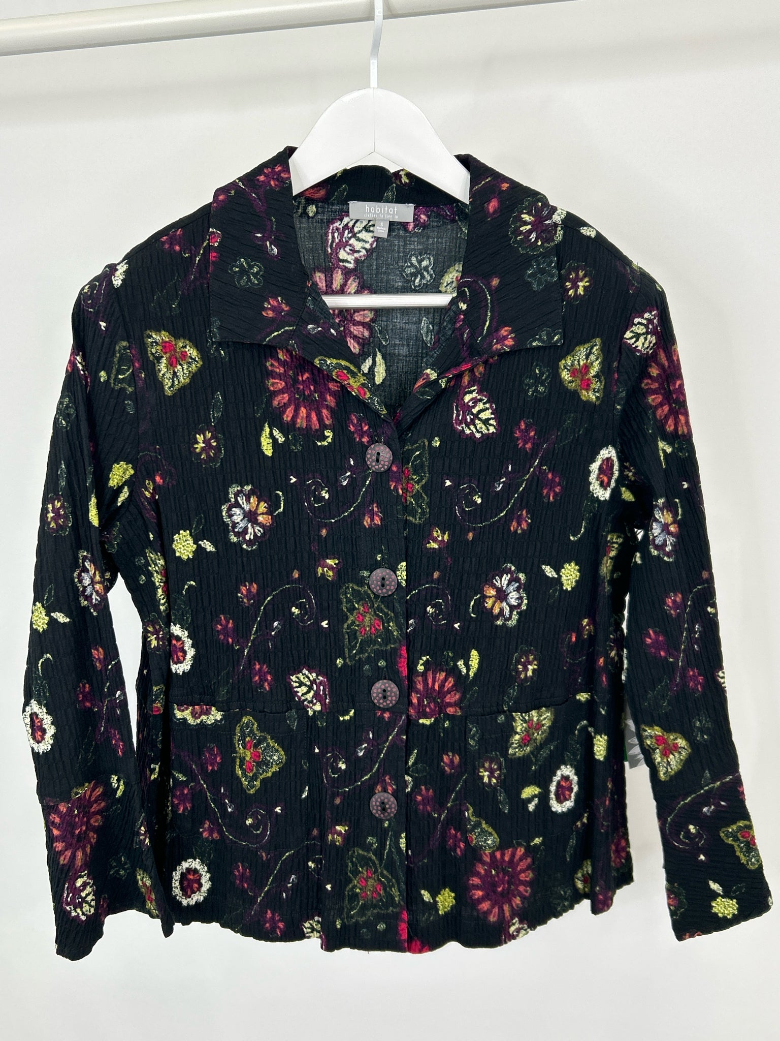 HABITAT Size S Black Floral Women Jacket
