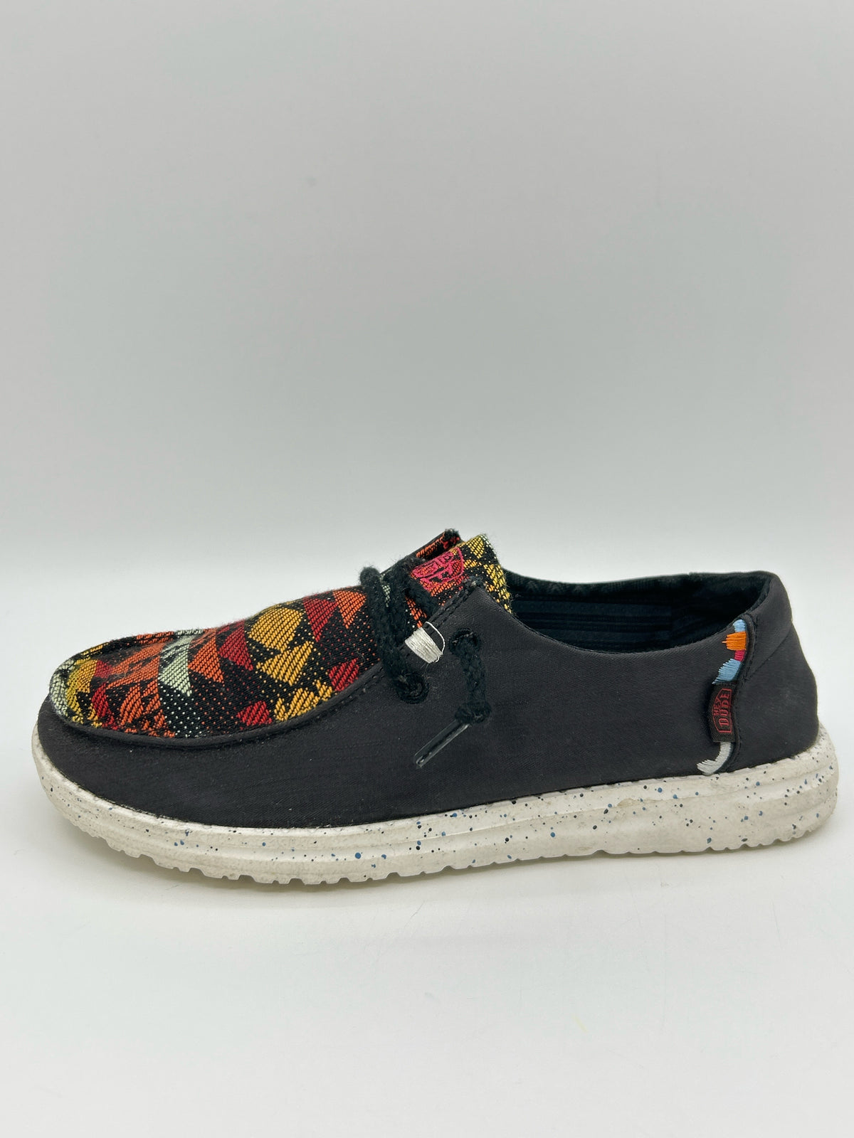 Hey Dude Size 7 Black Print Women Sneakers
