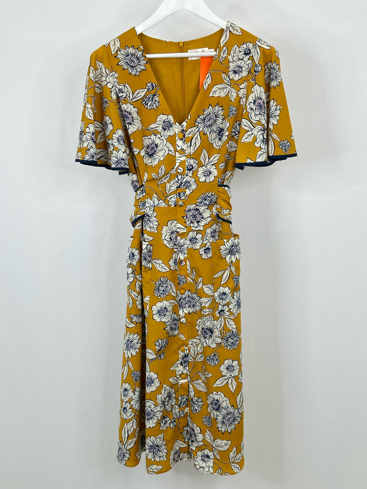 ELIZA J Size 10 MUSTARD FLORAL Women Dress