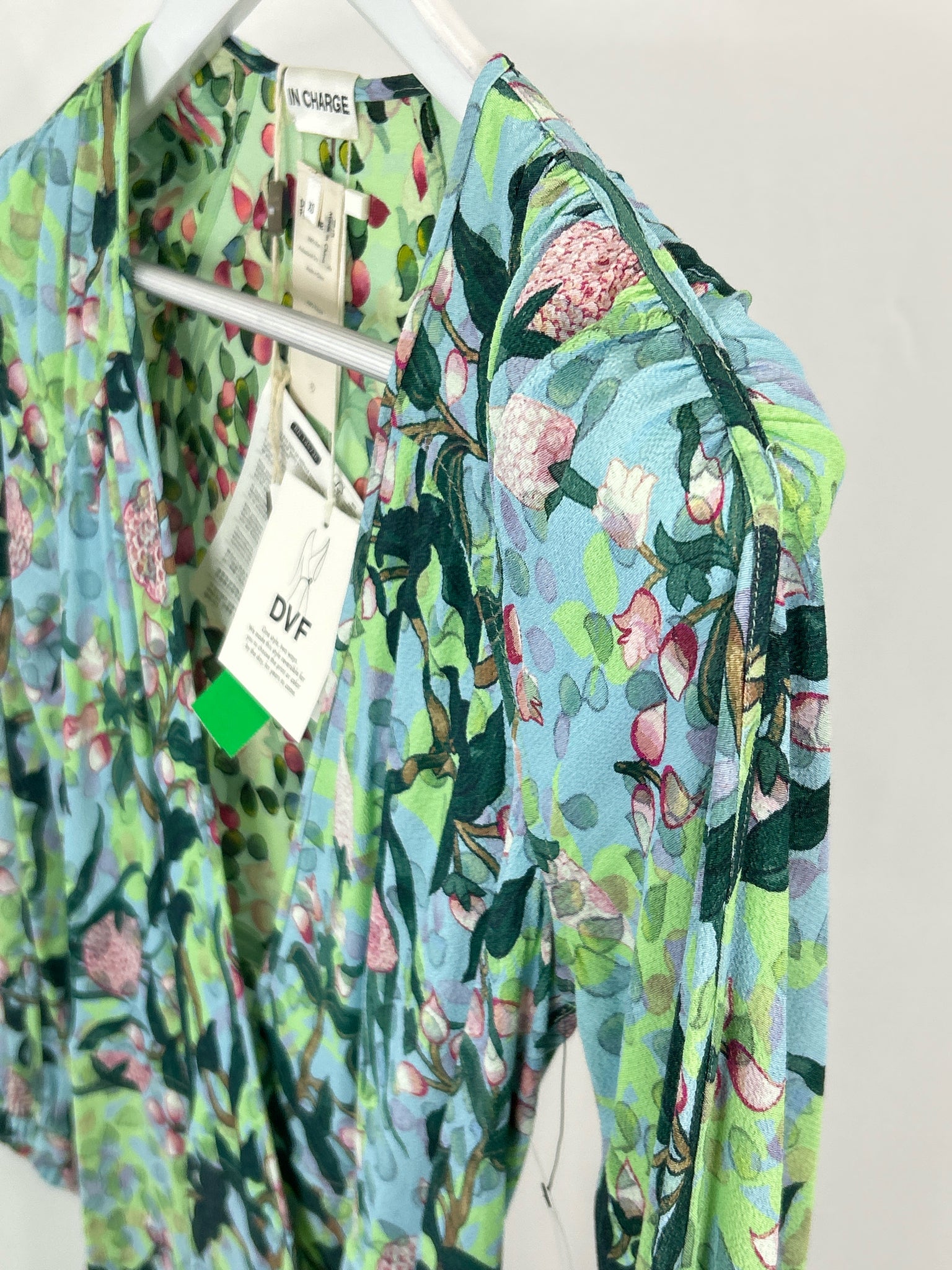 DIANE VON FURSTENBERG Size XS Blue & Green Floral Women Dress NWT