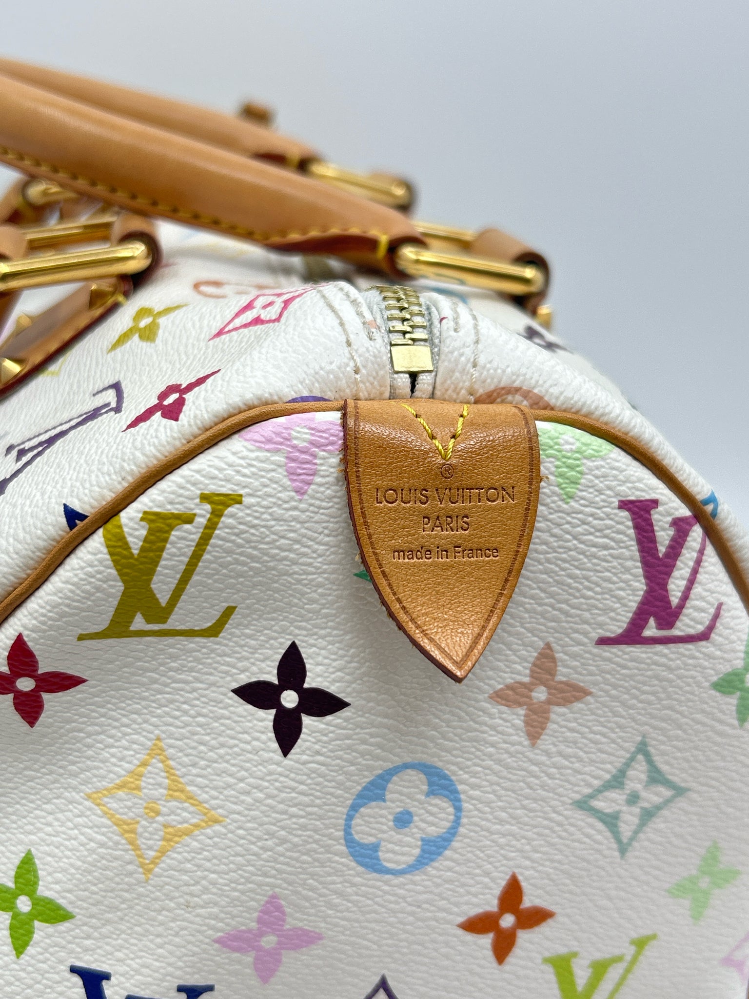 LOUIS VUITTON White Monogram Speedy Women Purse