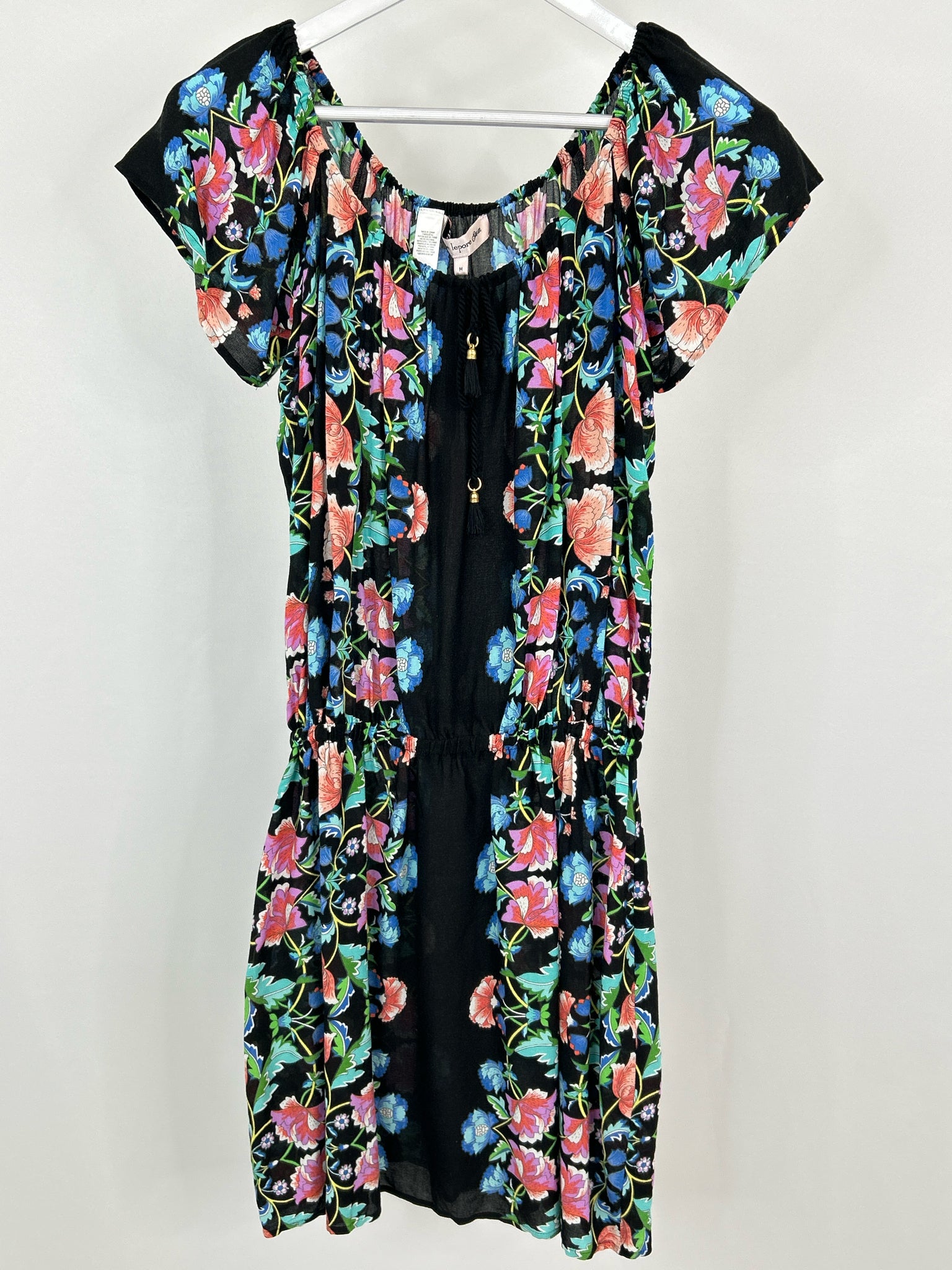 NANETTE LEPORE SWIM Size M Black Floral Women Dress Cover Up NWT