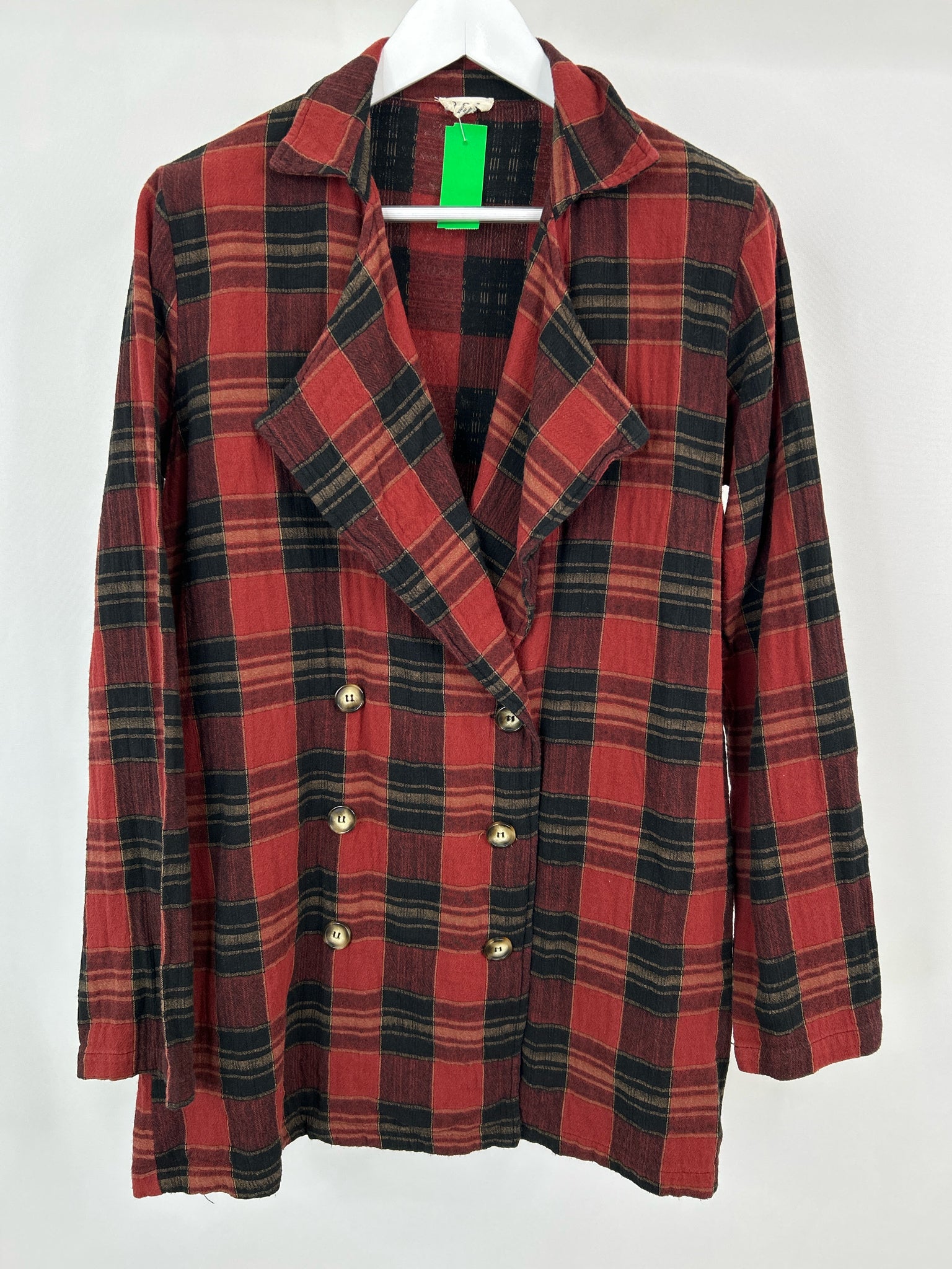 POL Size L Red Plaid Women Jacket