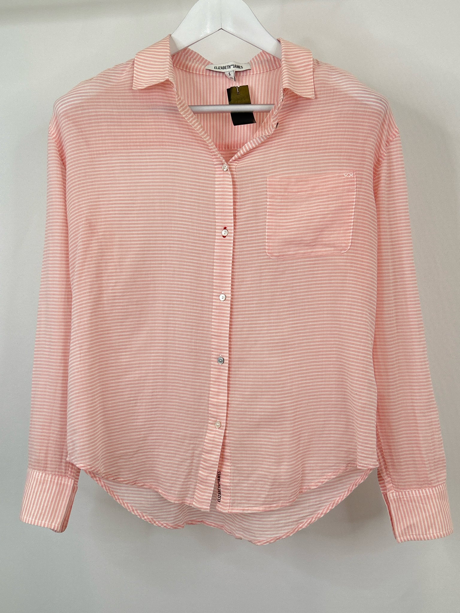 ELIZABETH AND JAMES Size S Pink & White Women Top