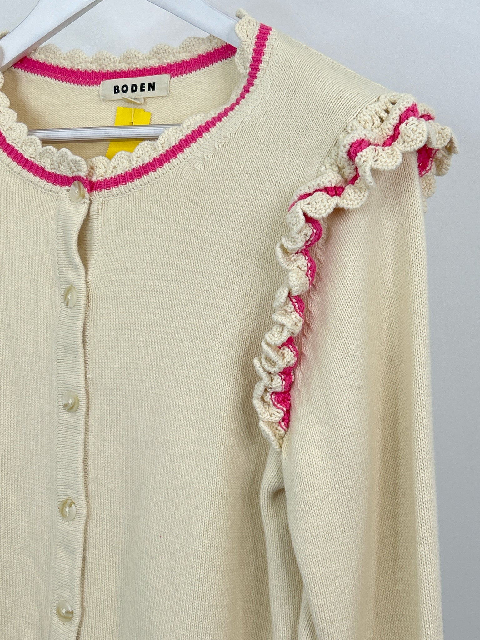 BODEN Size L Cream Print Women Cardigan