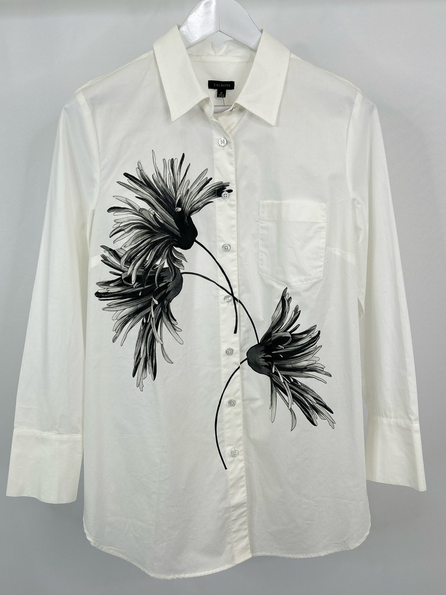 TALBOTS Size M White & Black Women Shirt NWT