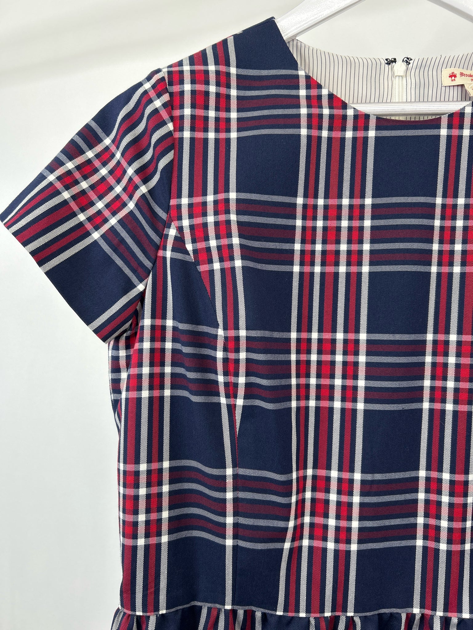 BROOKS BROTHERS Size 14 Navy plaid Women Dress