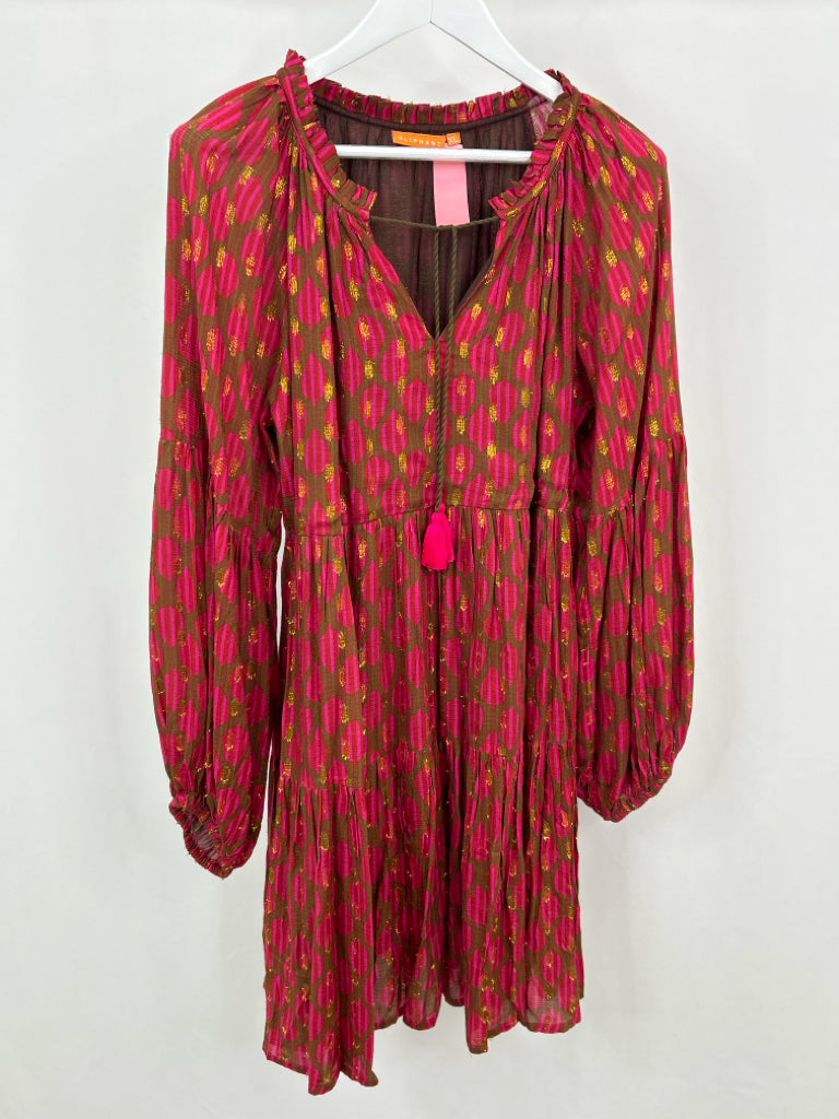 OLIPHANT Women Size XL Fuschia Print Dress