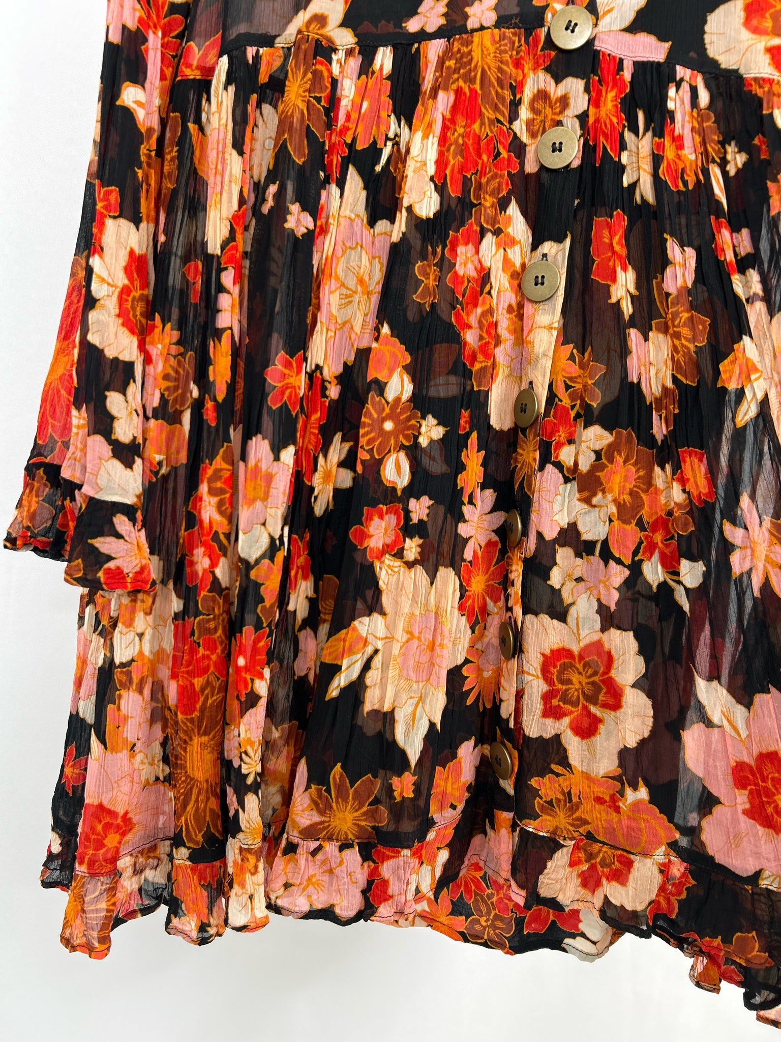 FREE PEOPLE Size S ORANGE FLORAL Women Tunic