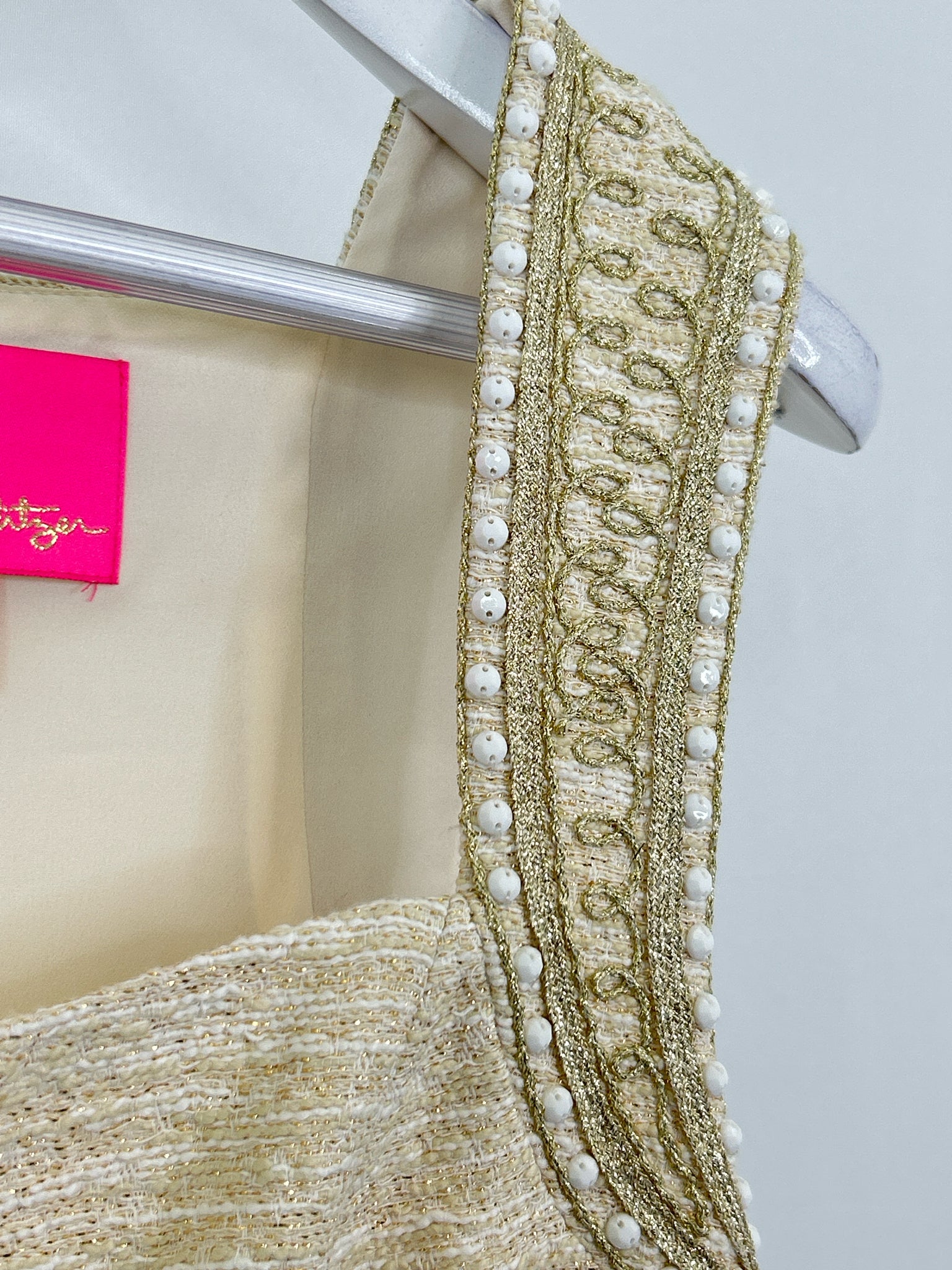LILLY PULITZER Size 12 Beige Metallic Women Dress