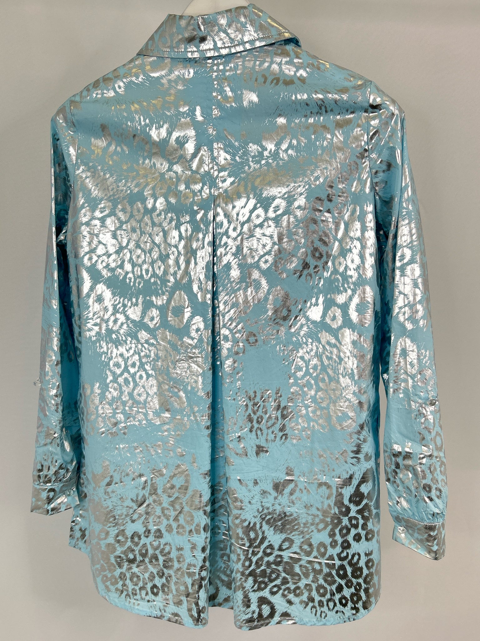 BEREK Size S Blue and Silver Women Shirt Jacket