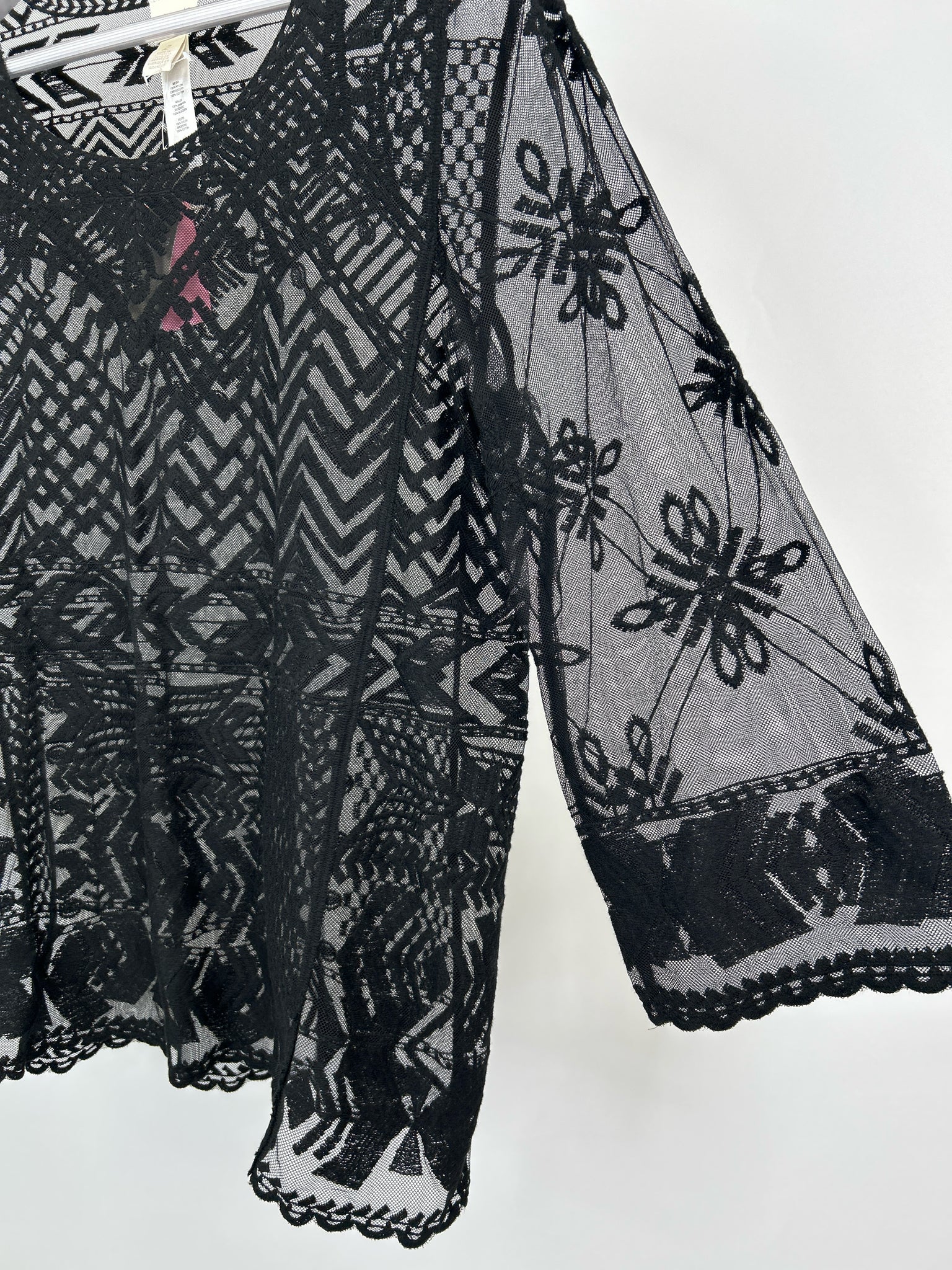 CHICO'S Size 12 Black Lace Women Top