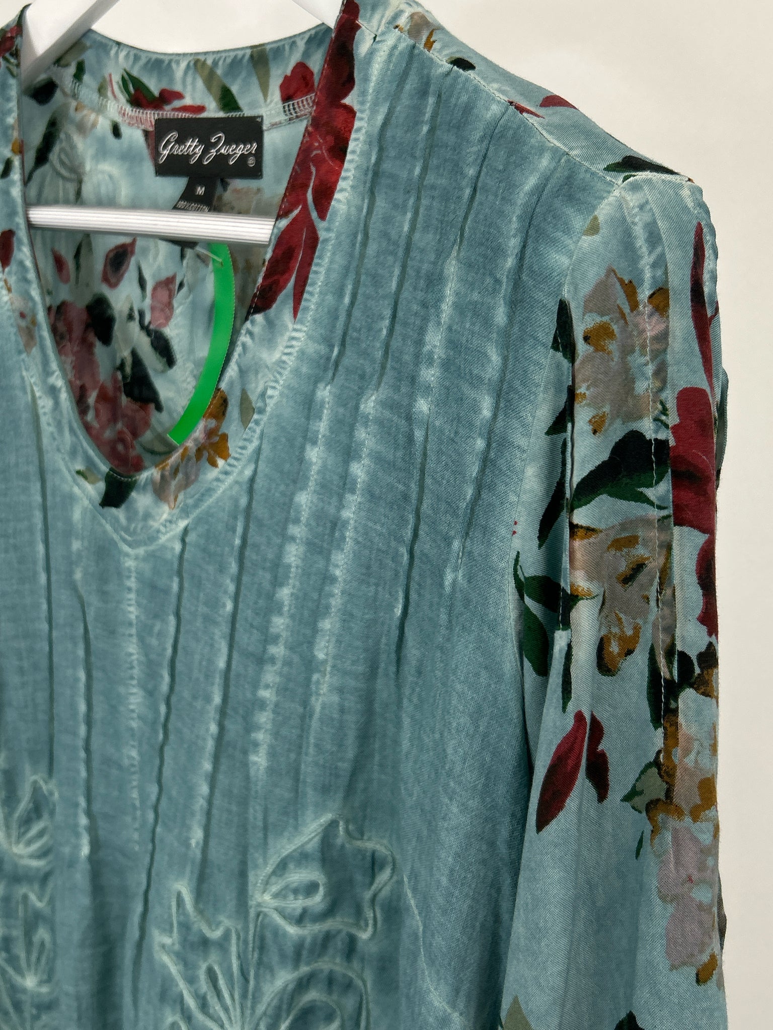 GRETTY ZUEGER Size M turquoise print Women Tunic