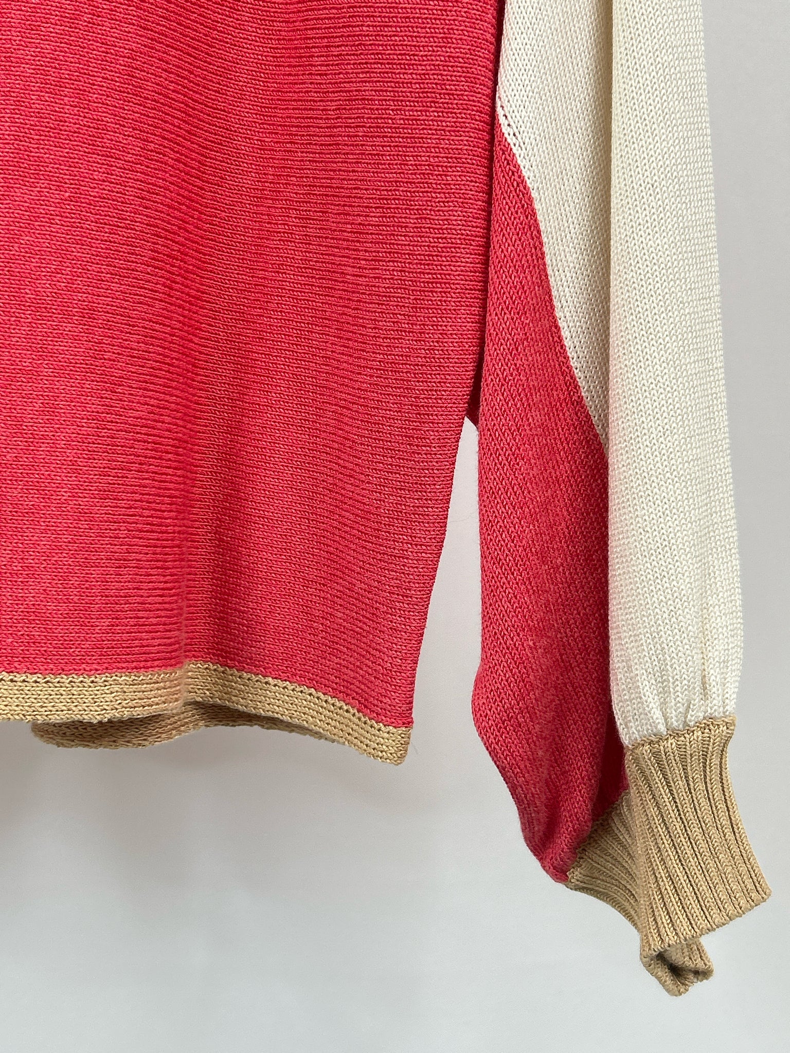 MAEVE Size XL Ivory and Coral Women Sweater