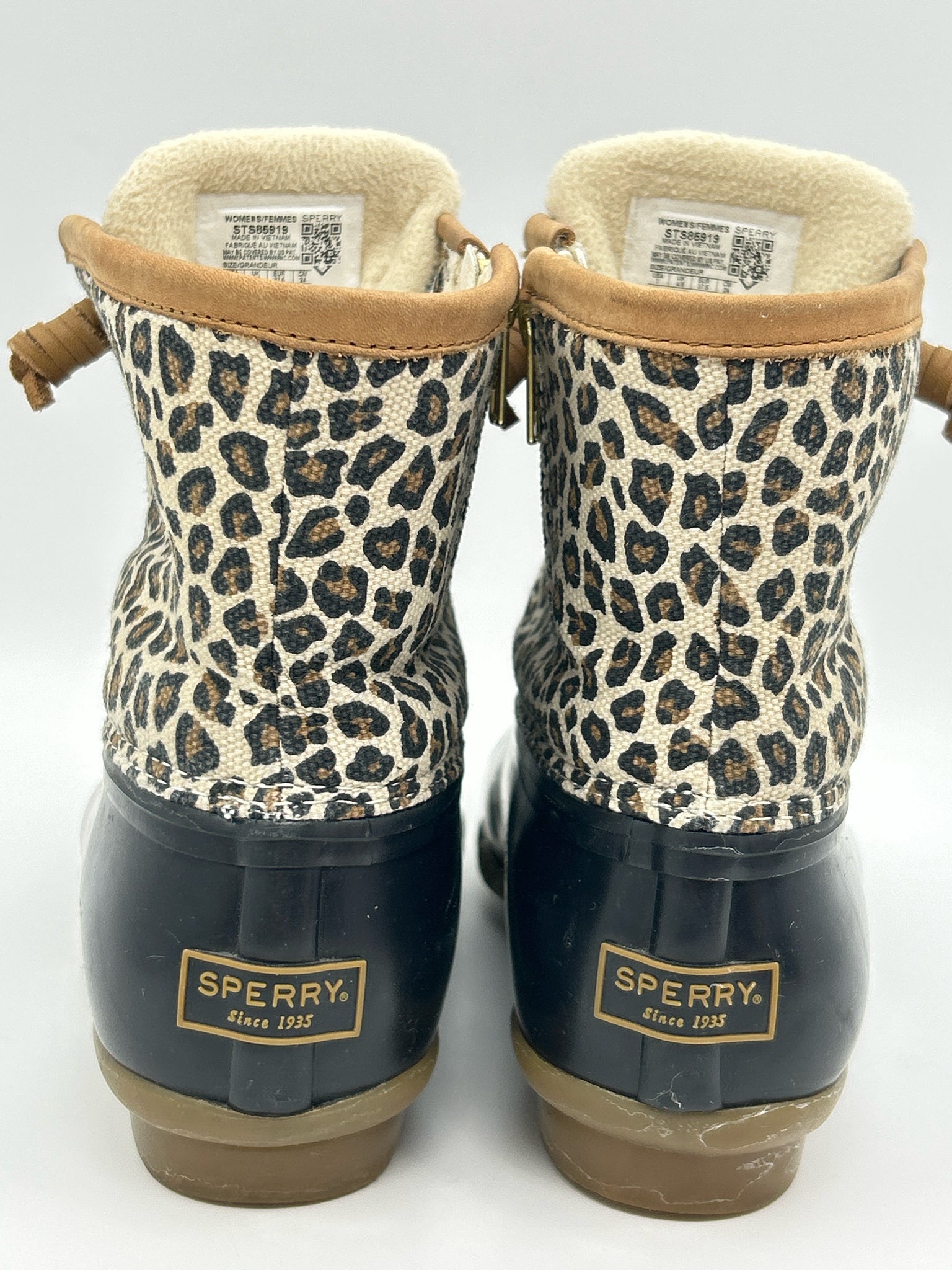 SPERRY Size 7 Tan and Black Women Rain Boots