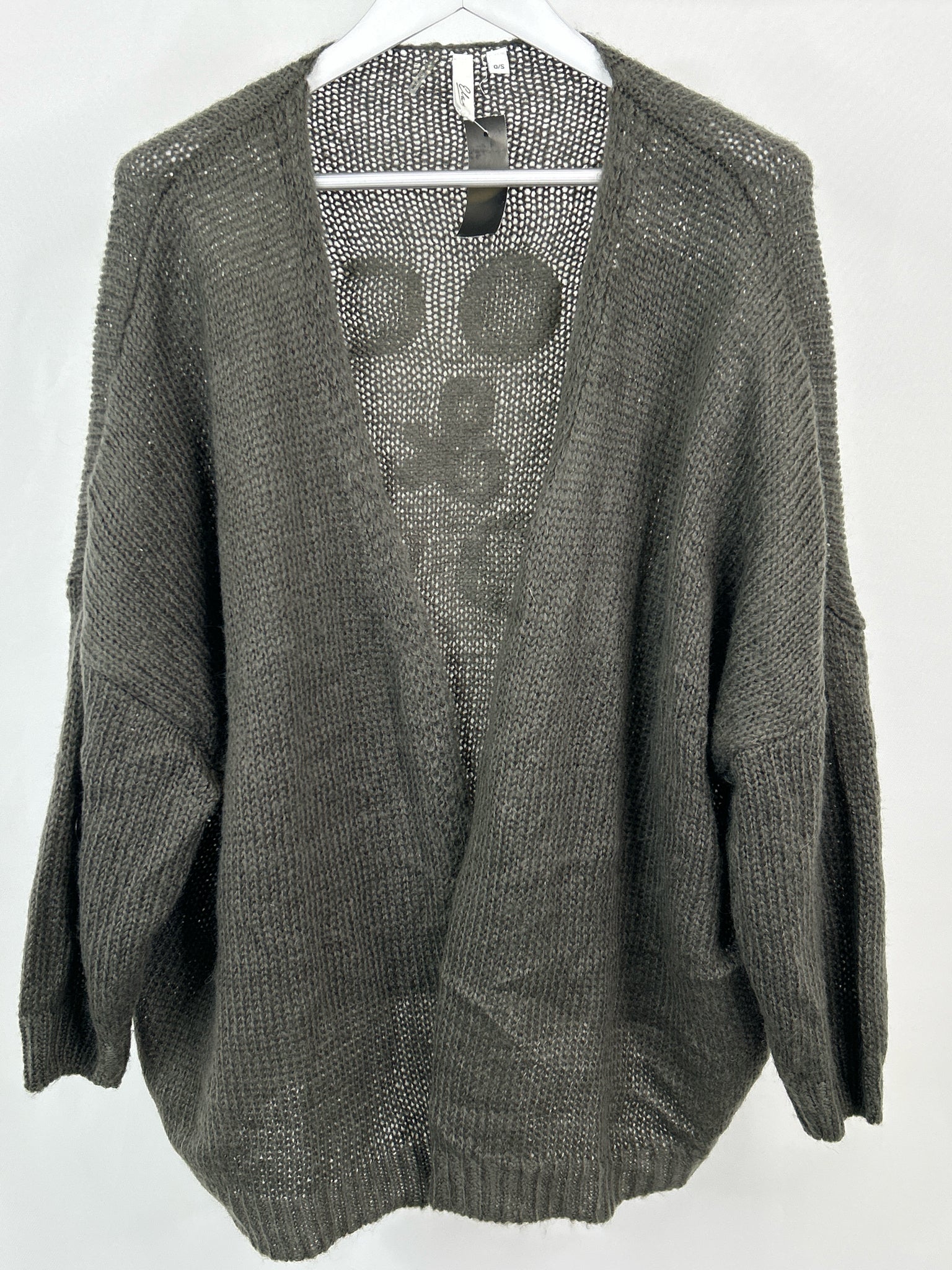 ELAN Size One Size Grey Women Cardigan