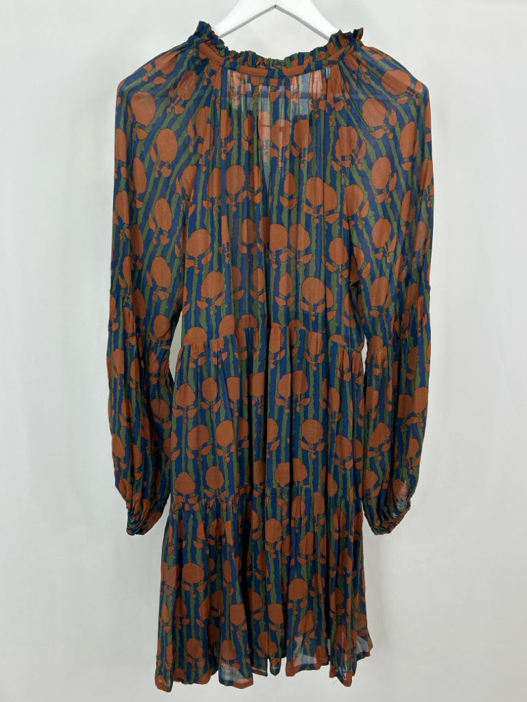 OLIPHANT Women Size 2XL Brown Print Dress