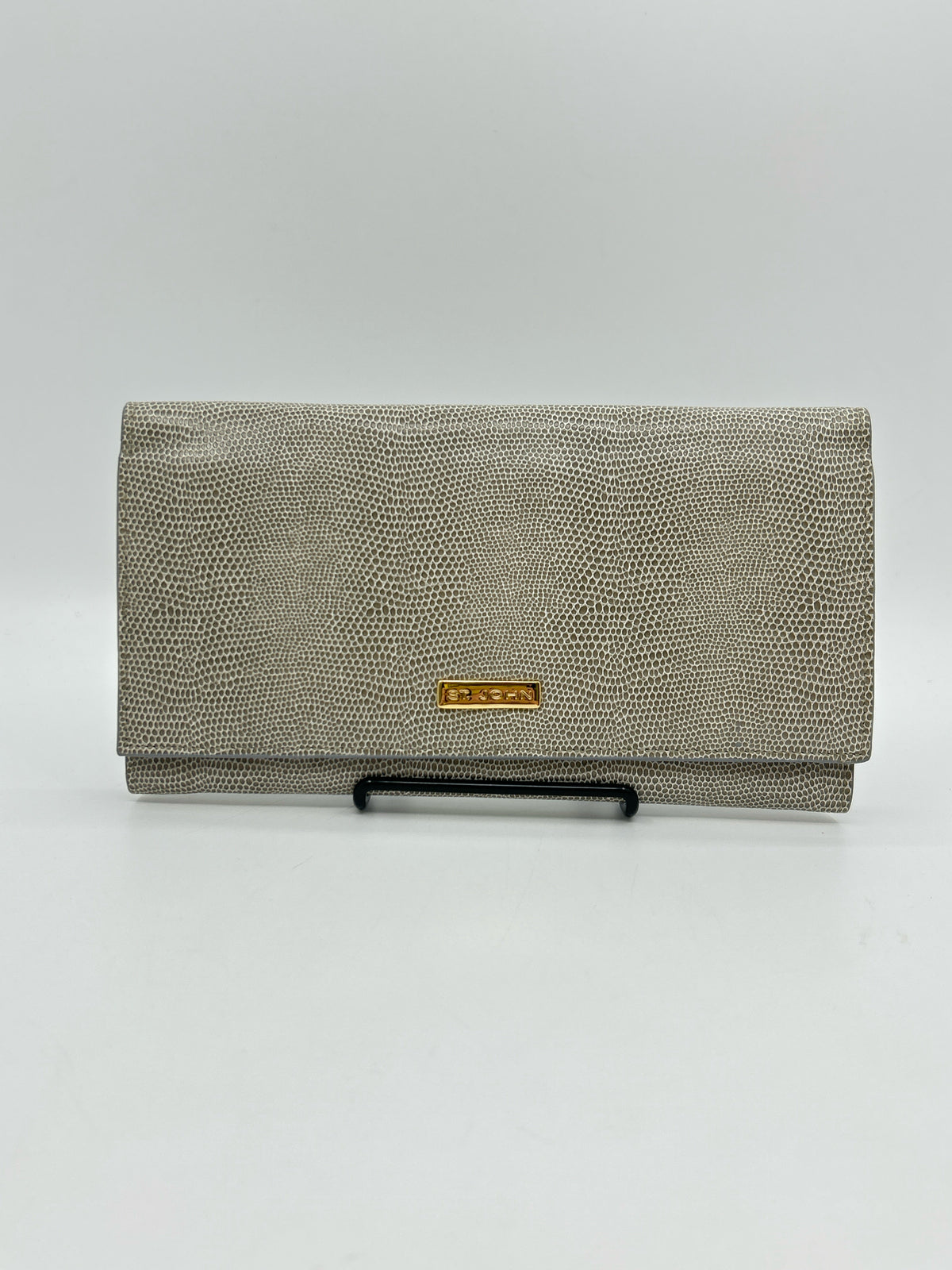 ST JOHN Taupe Print Women Clutch